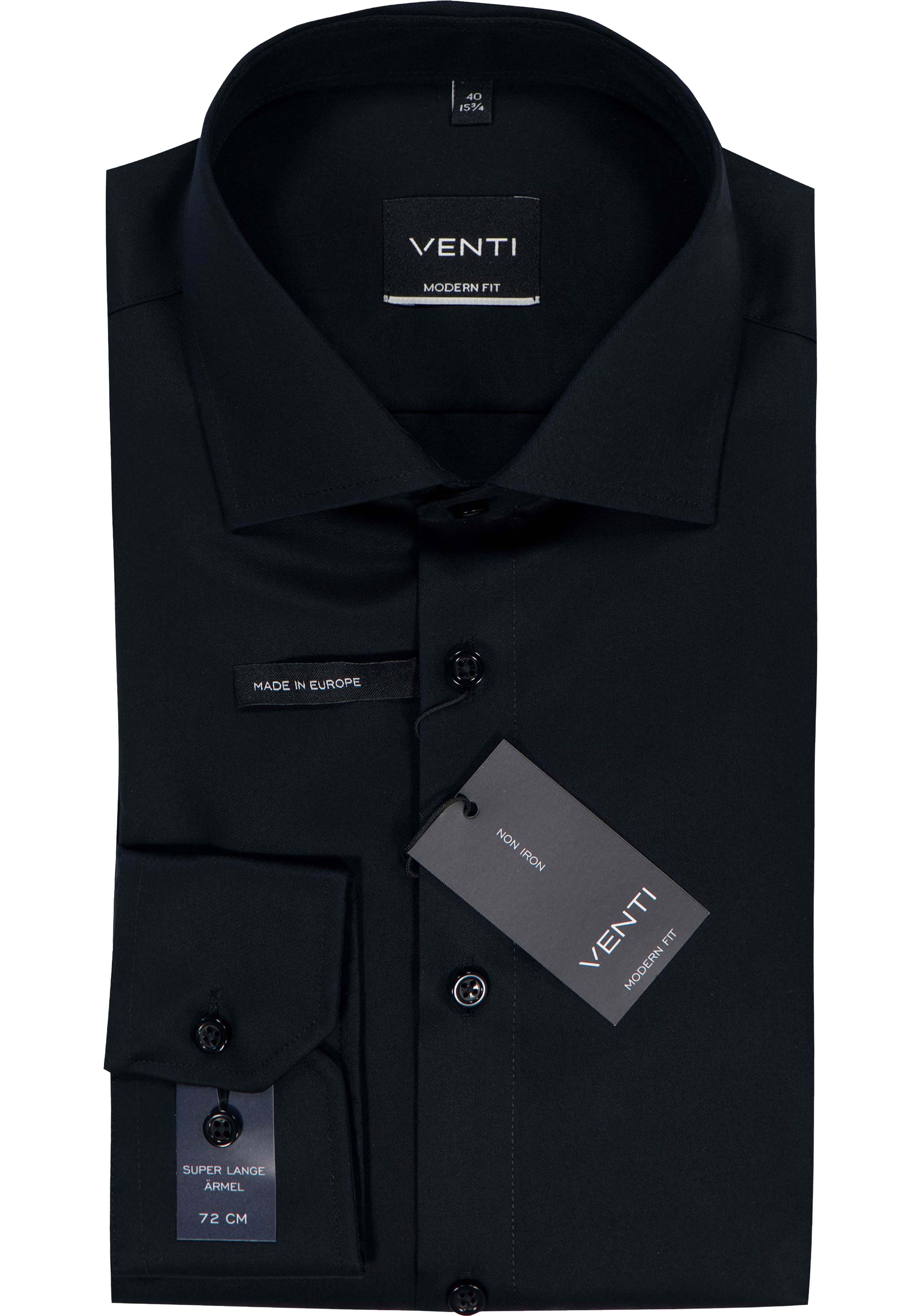 VENTI modern fit overhemd, mouwlengte 72 cm, twill, zwart