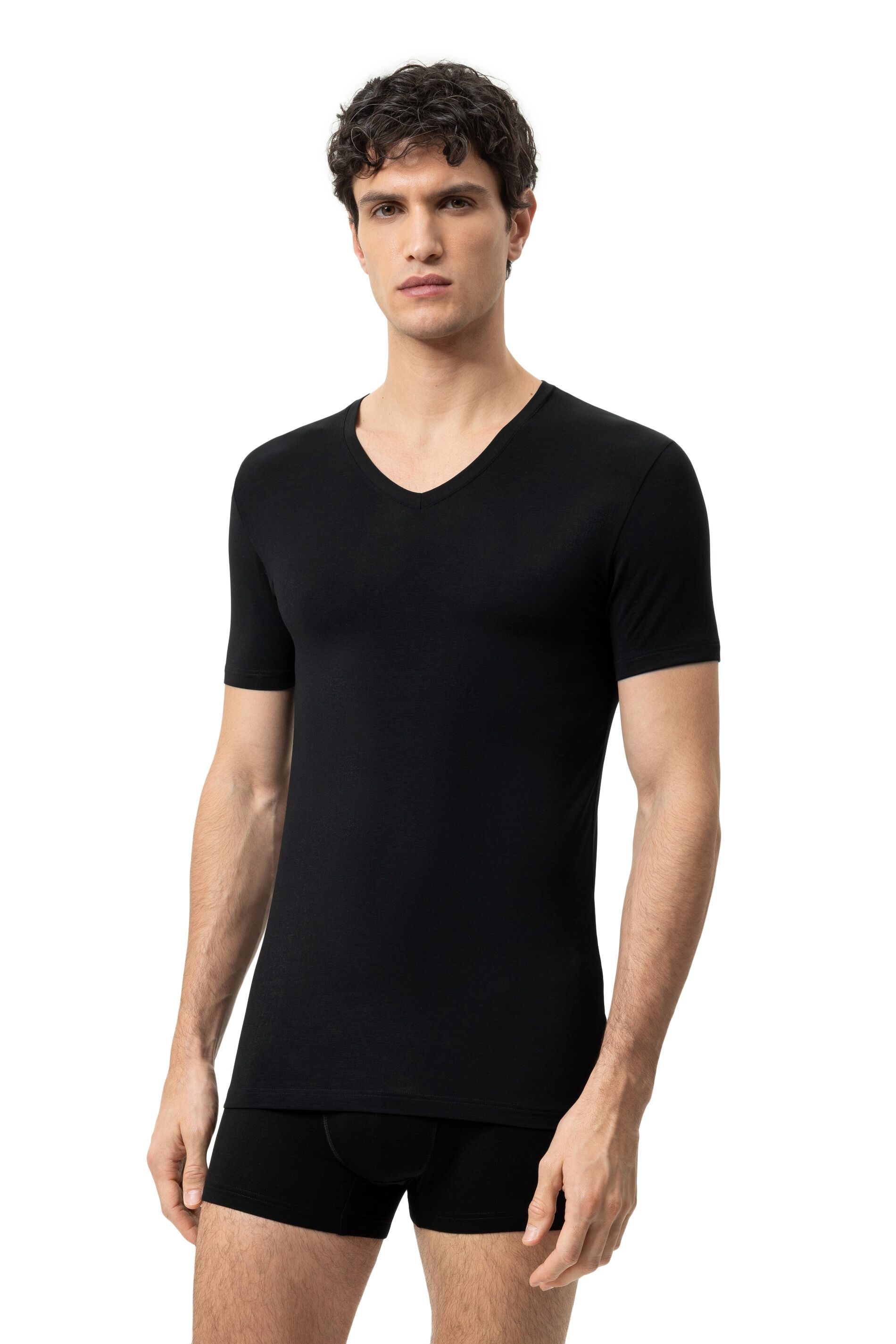 Mey heren v-neck Superior, T-shirt met V-hals, zwart