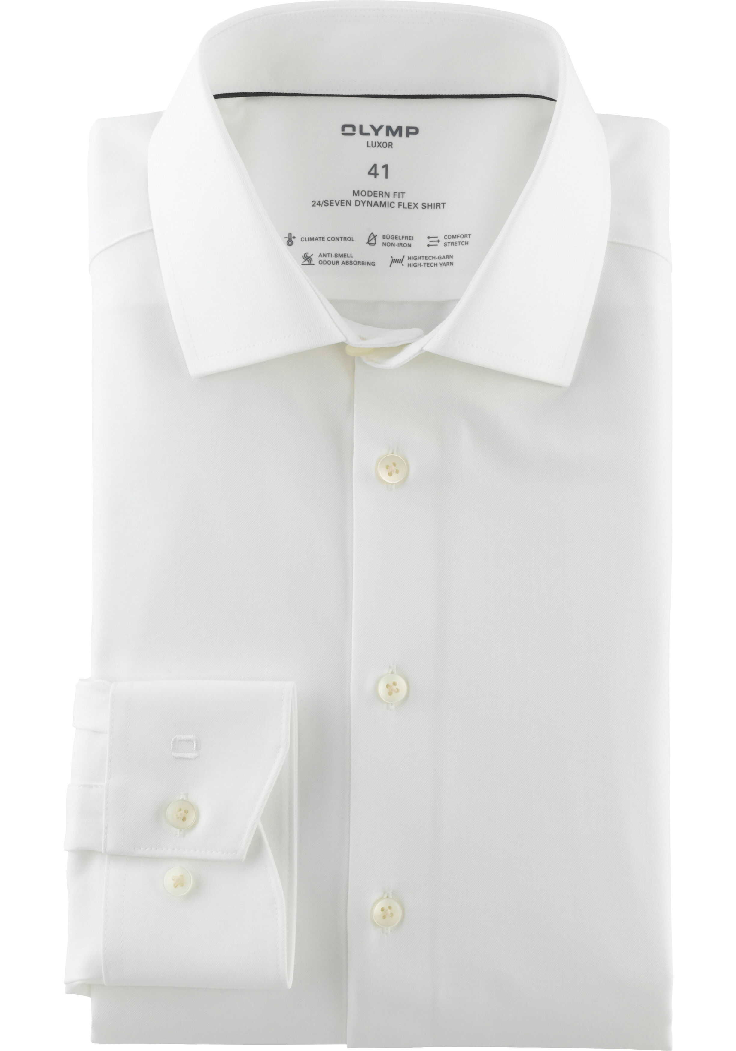 OLYMP Luxor 24/7 modern fit overhemd, twill, lichtbeige