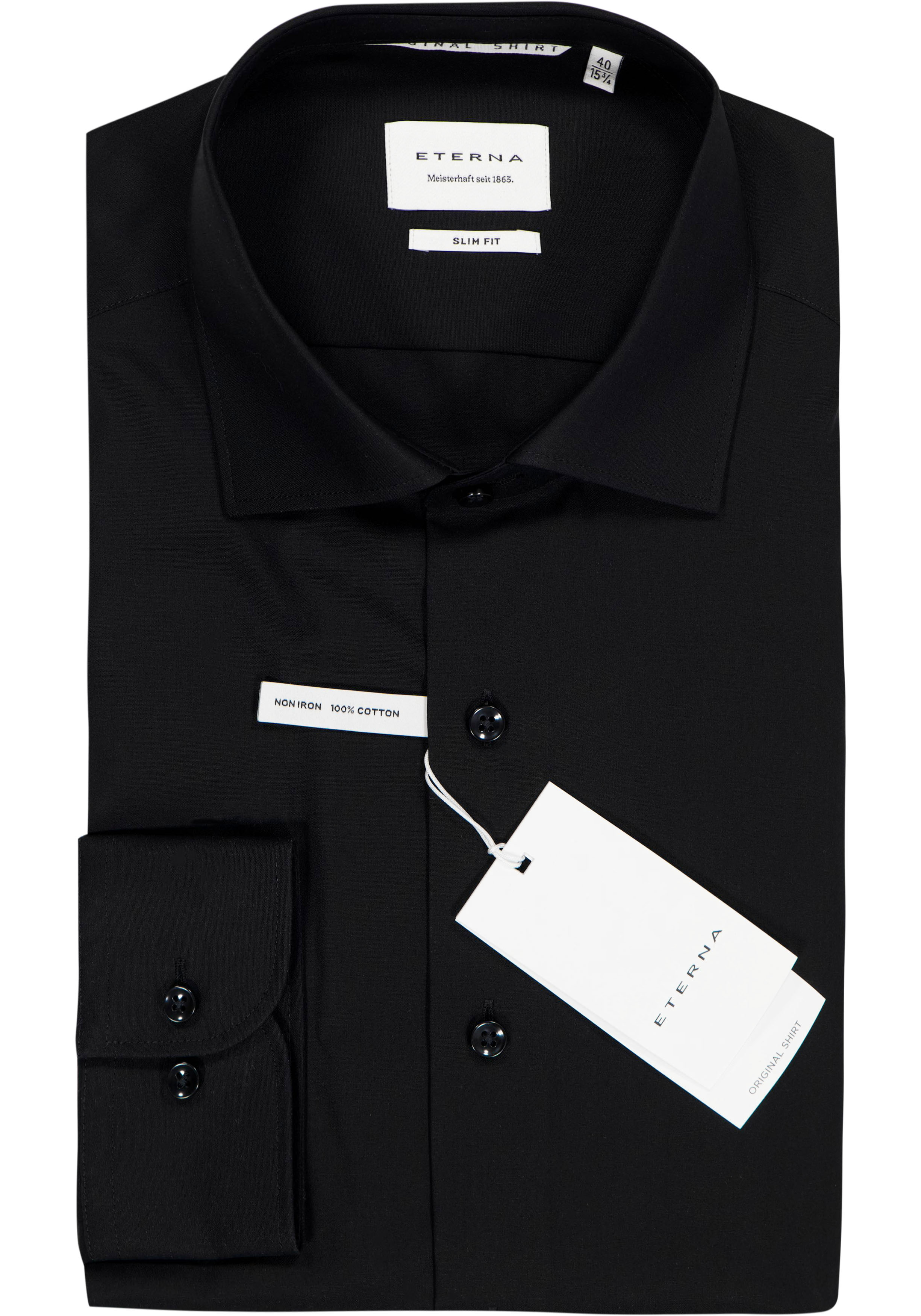 ETERNA slim fit overhemd, popeline, zwart