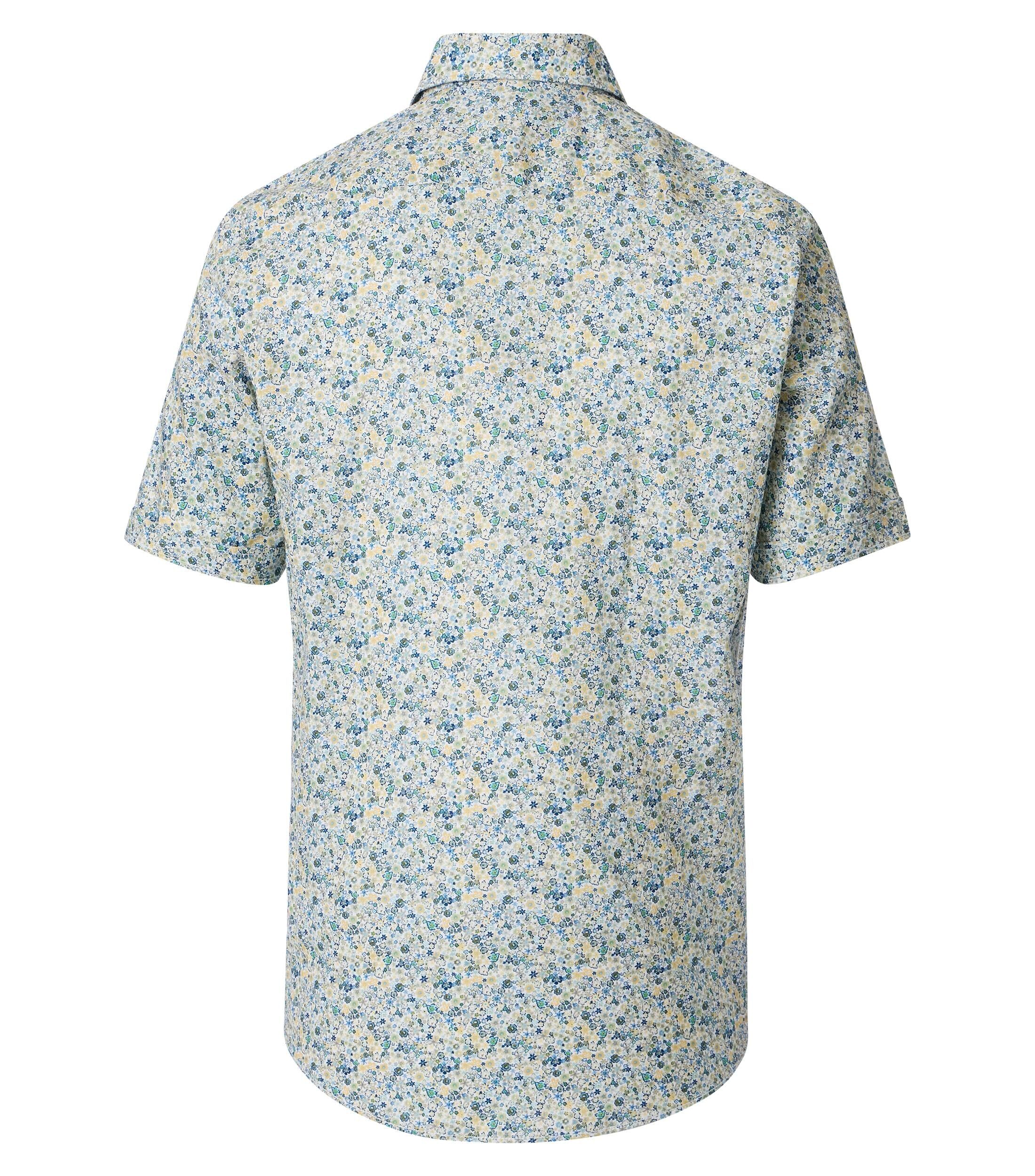 CASA MODA Sport casual fit overhemd, korte mouw, structuur, wit, blauw, geel, groen dessin