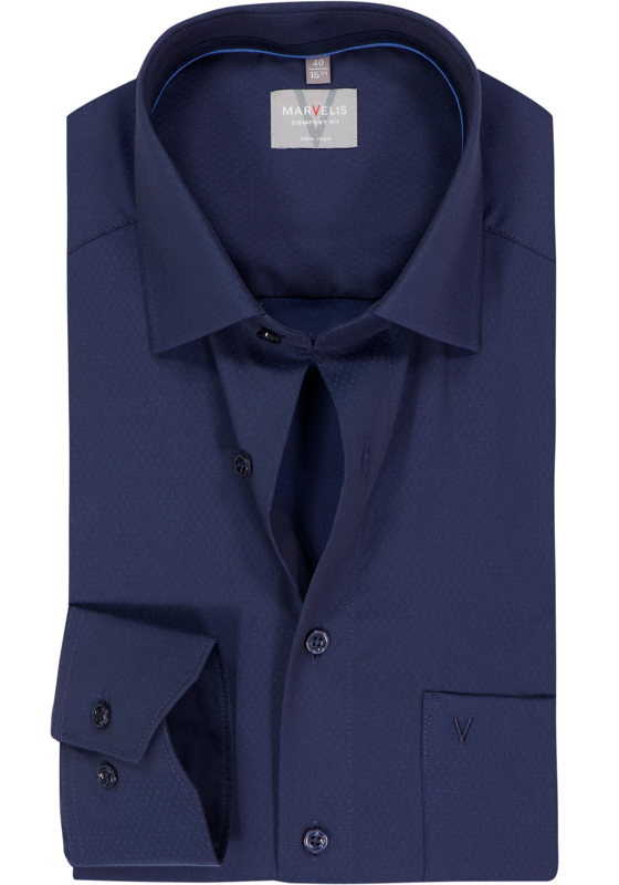 MARVELIS comfort fit overhemd, structuur, donkerblauw MARVELIS comfort fit overhemd, structuur, donkerblauw