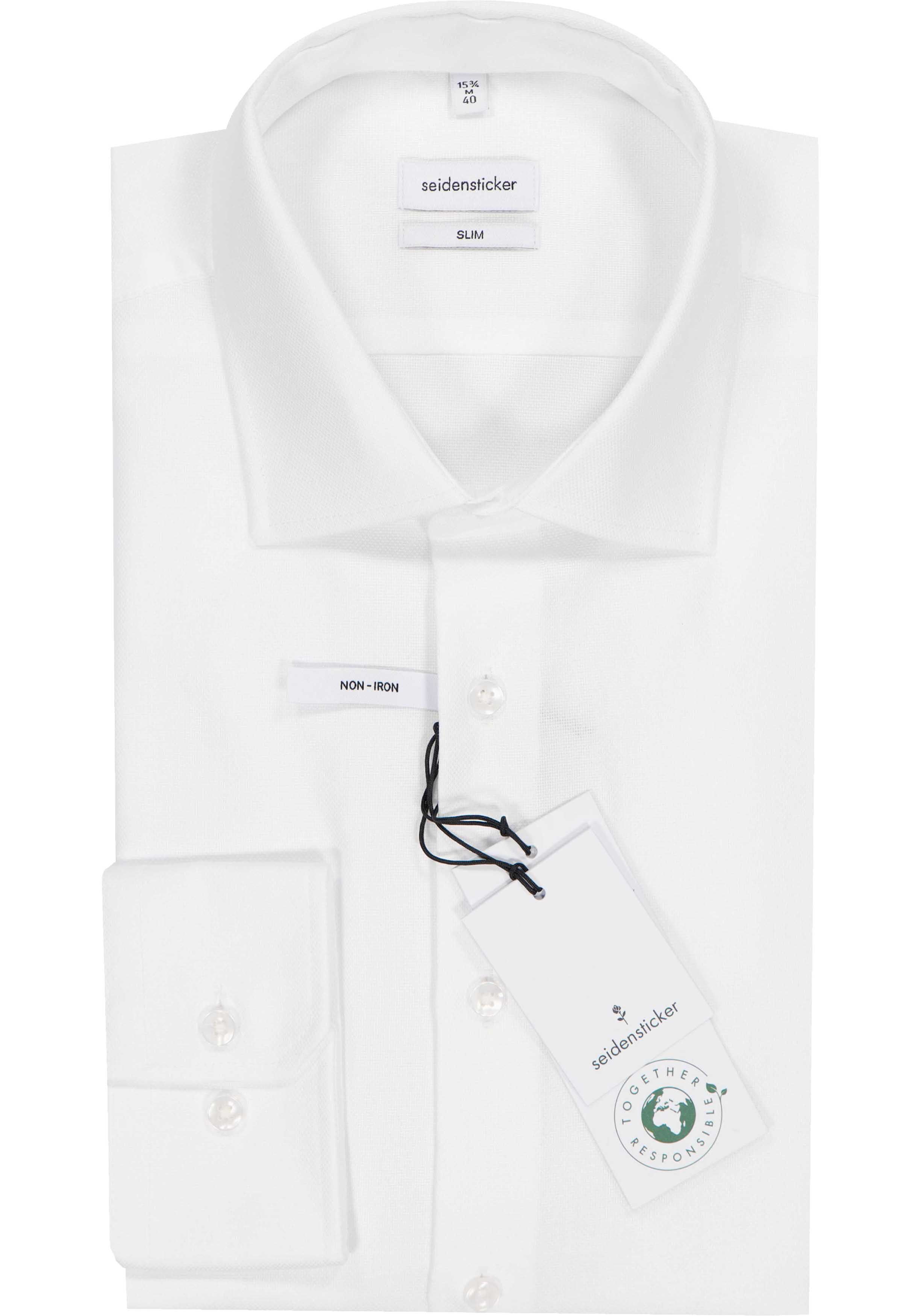 Seidensticker slim fit overhemd, wit structuur