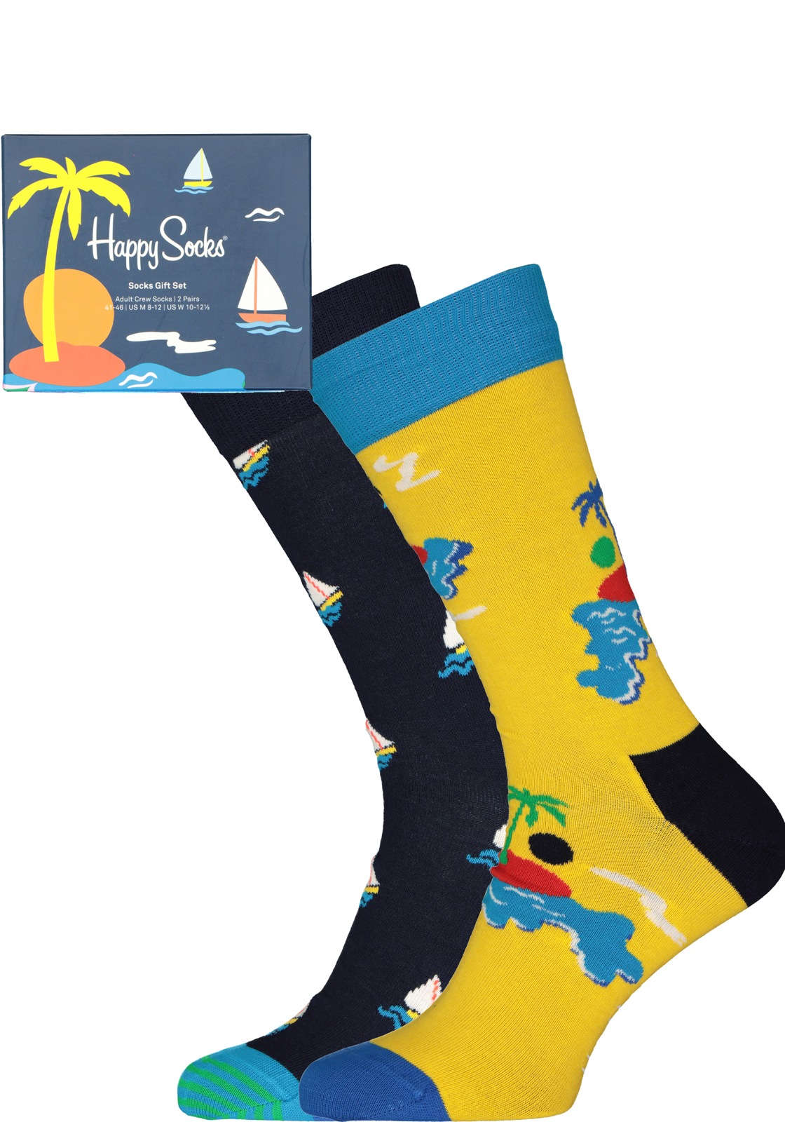 1-7333102504934_happy_socks_giftset_HR Happy Socks Sail Away Gift Set (2-pack), blauw vakantiegevoel