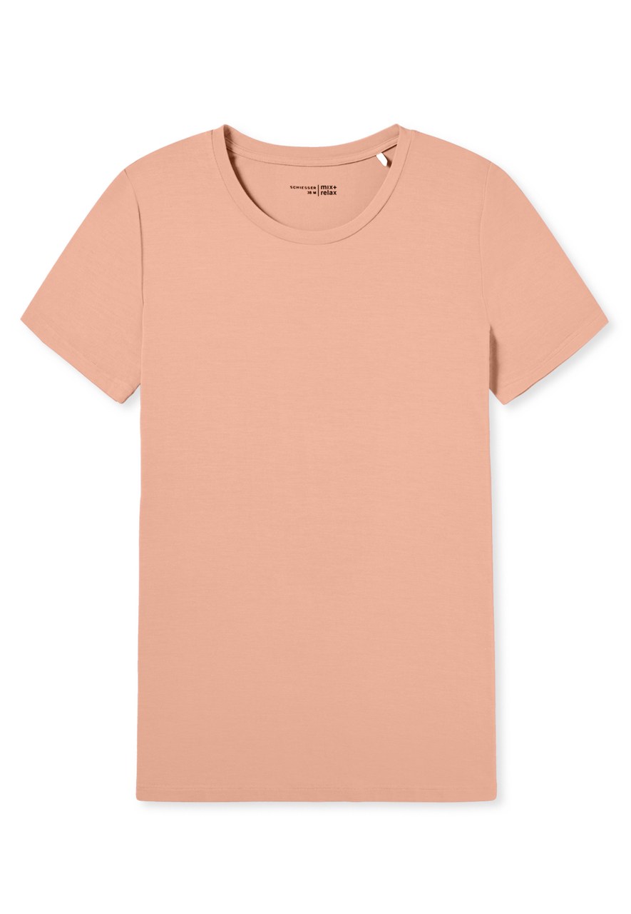 SCHIESSER Mix+Relax T-shirt, dames shirt korte mouw modal peach