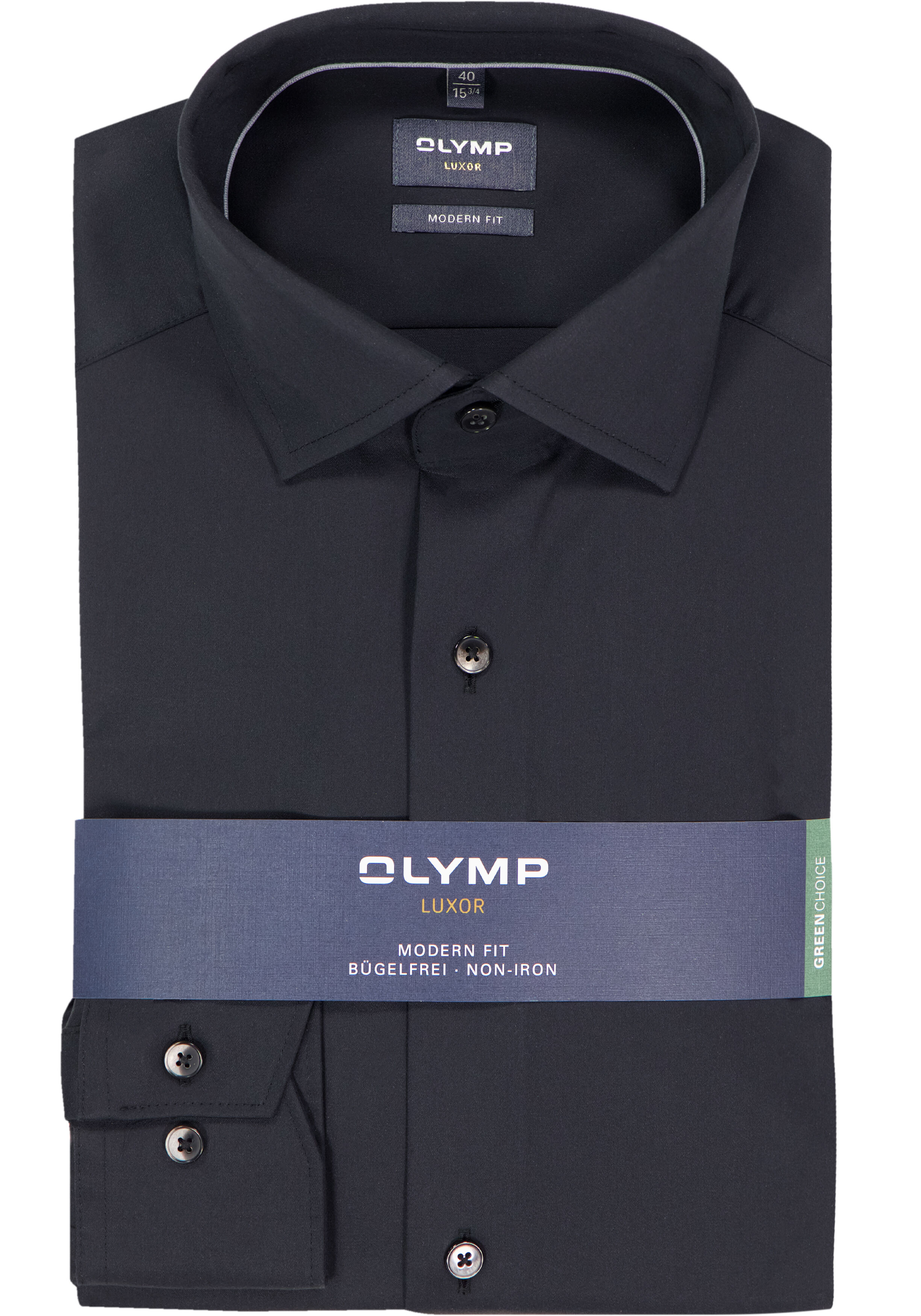 OLYMP Luxor modern fit overhemd, satijnbinding, zwart