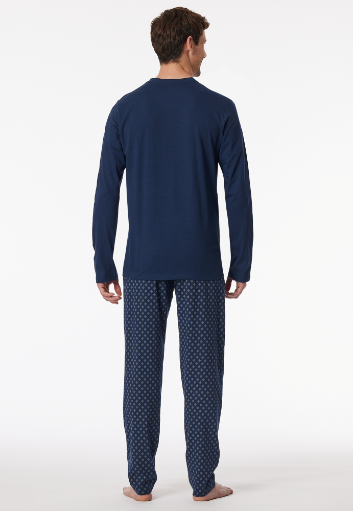 SCHIESSER Cotton Essentials Pyjama lang, heren pyjama set, admiraal dessin