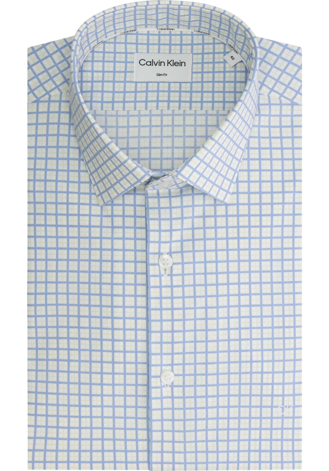 1-8720109260045-calvin_klein_HR Calvin Klein slim fit overhemd, Poplin Check Print Slim Shirt, wit met lichtblauw geruit