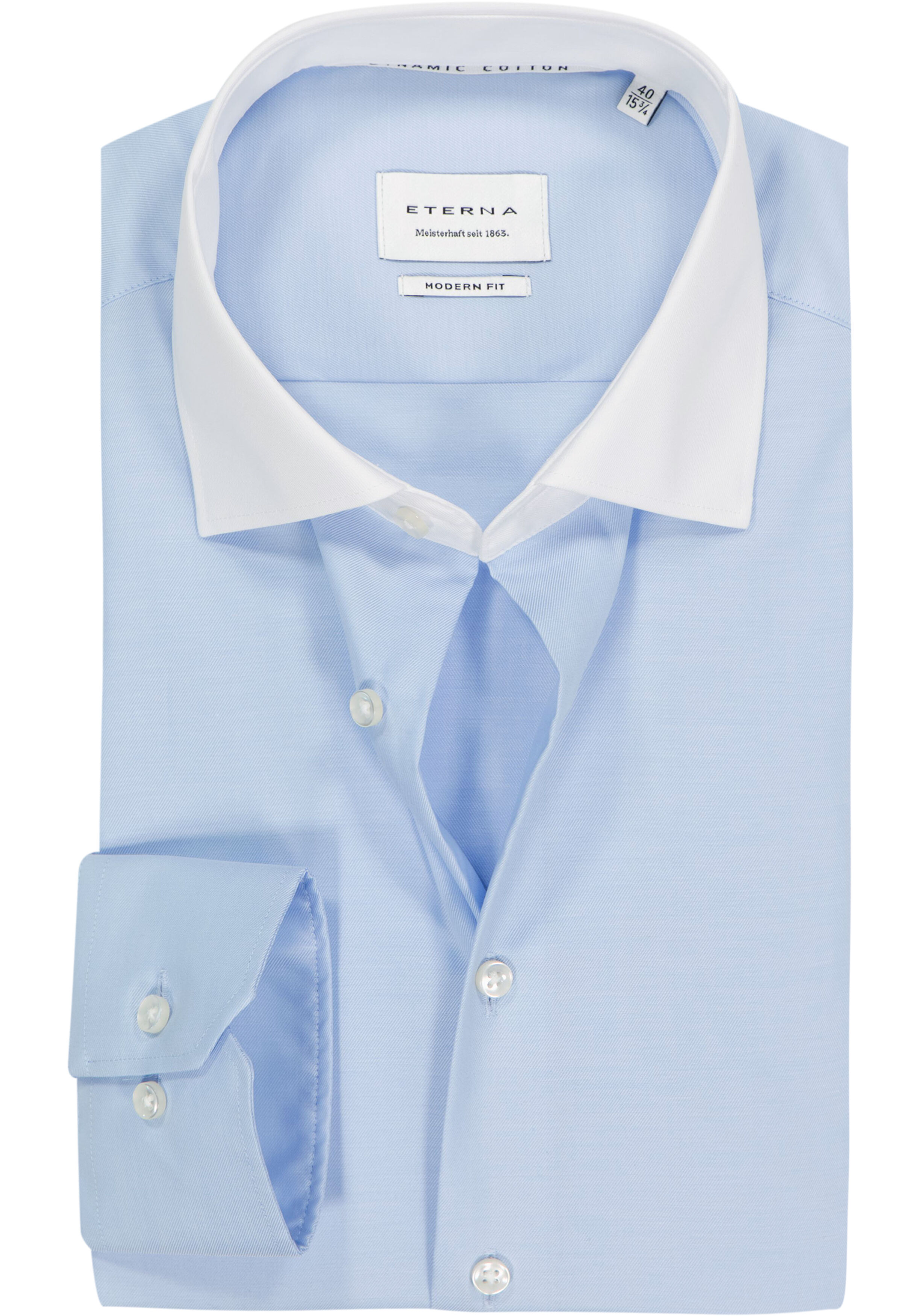 ETERNA modern fit overhemd, twill, lichtblauw