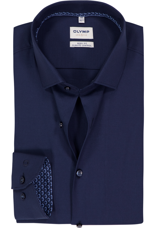 OLYMP 24/7 Level 5 body fit overhemd, mouwlengte 7, twill, marine blauw OLYMP 24/7 Level 5 body fit overhemd, mouwlengte 7, twill, marine blauw