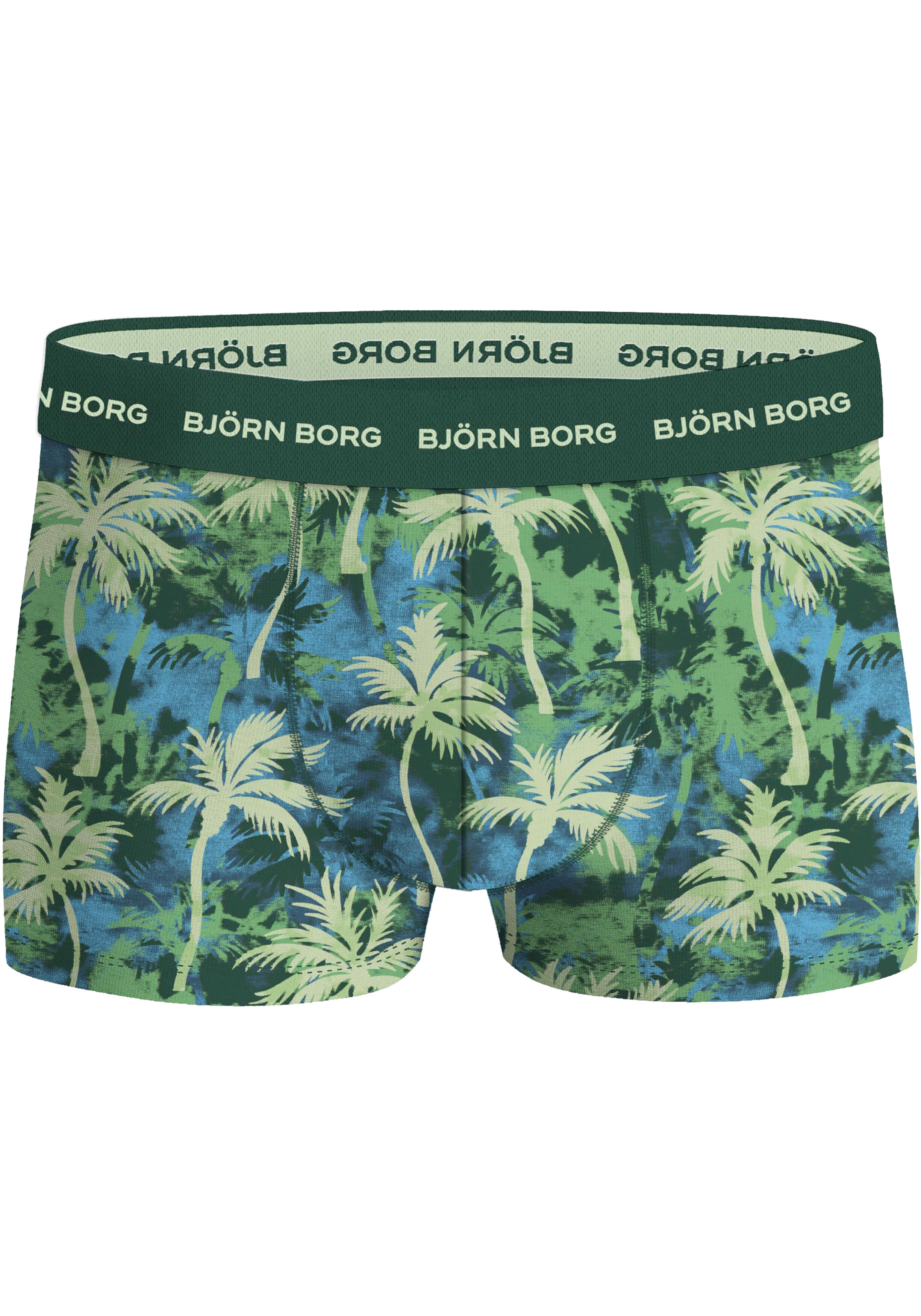 Bjorn Borg Cotton Stretch trunks, heren boxers korte pijp (3-pack), groen, print, blauw