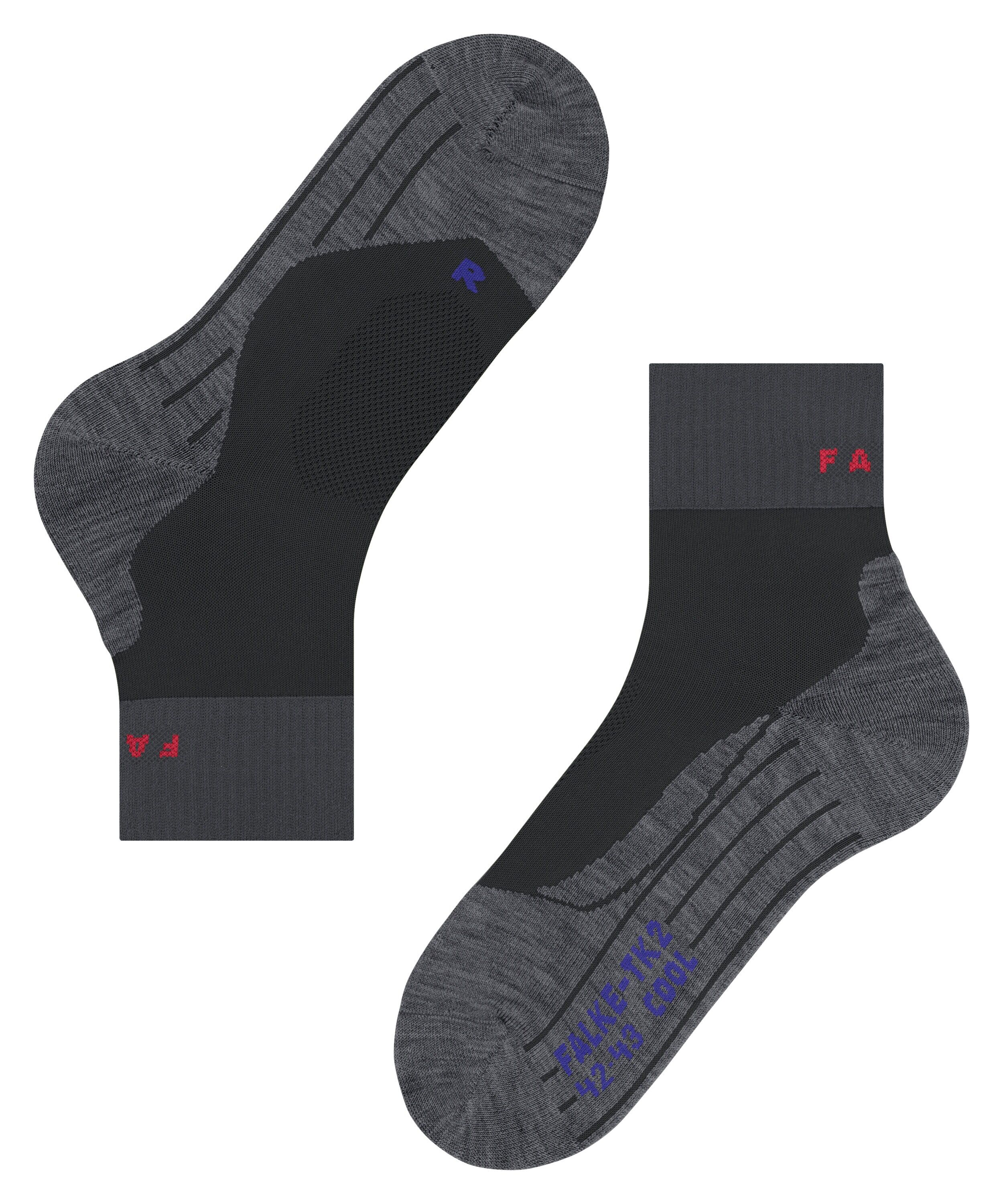 FALKE TK2 Explore Cool Short heren trekking sokken kort, zwart (black)