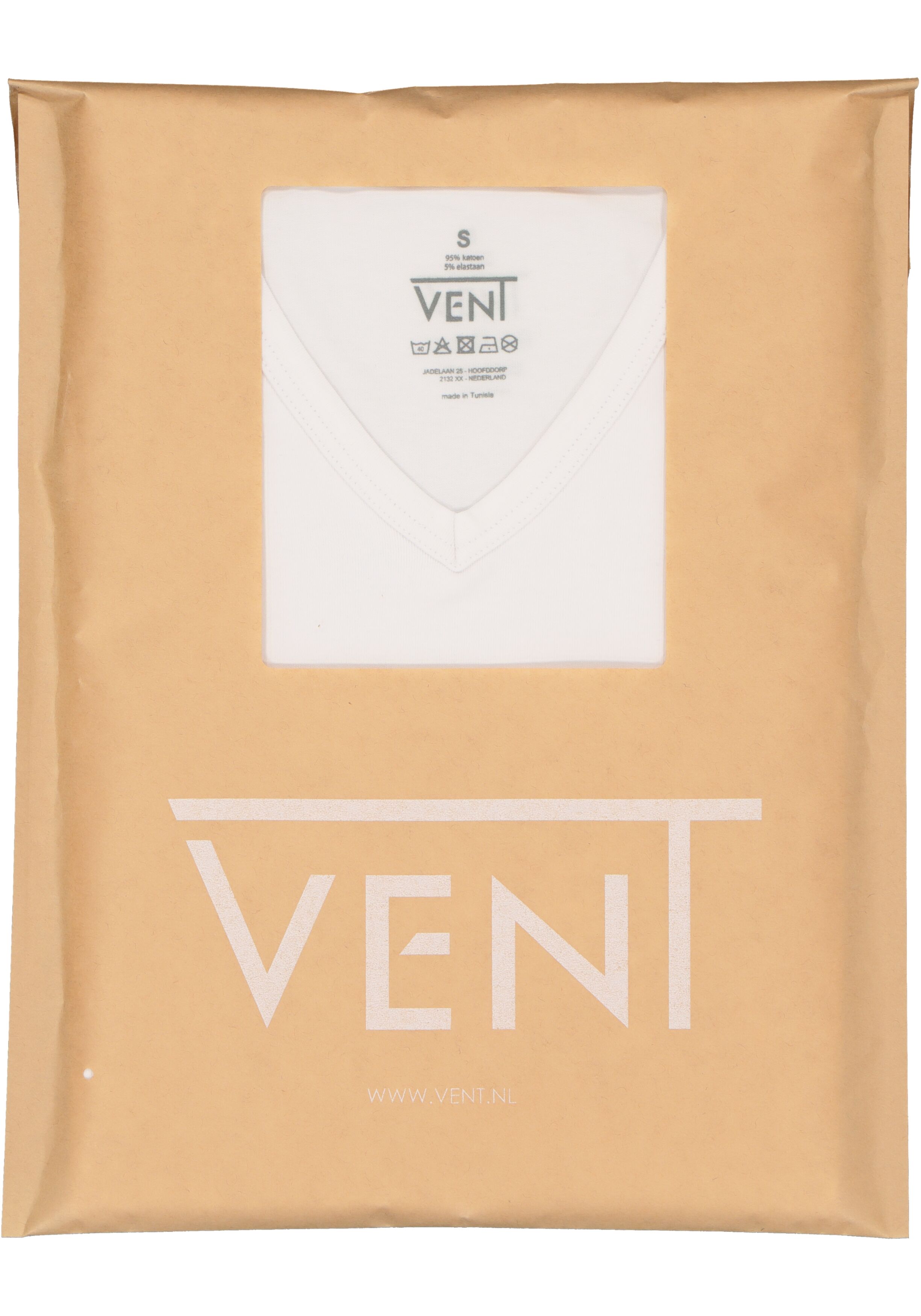 VENT strak model T-shirt V-hals (2-pack), wit 