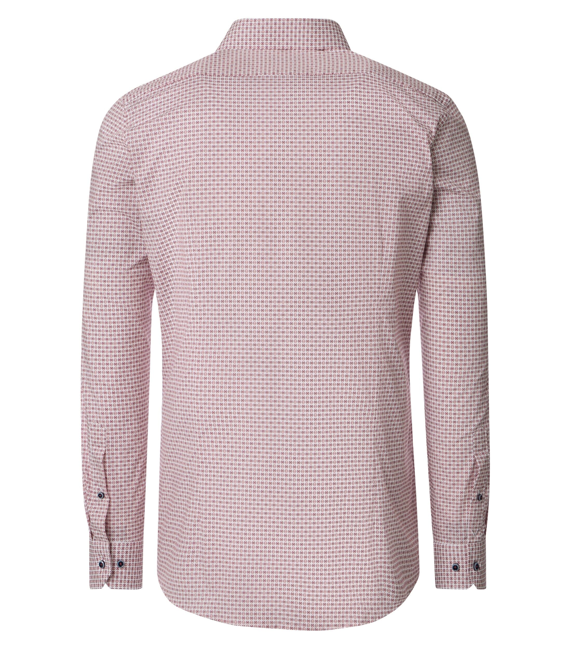 VENTI body fit overhemd, popeline, rood met wit dessin