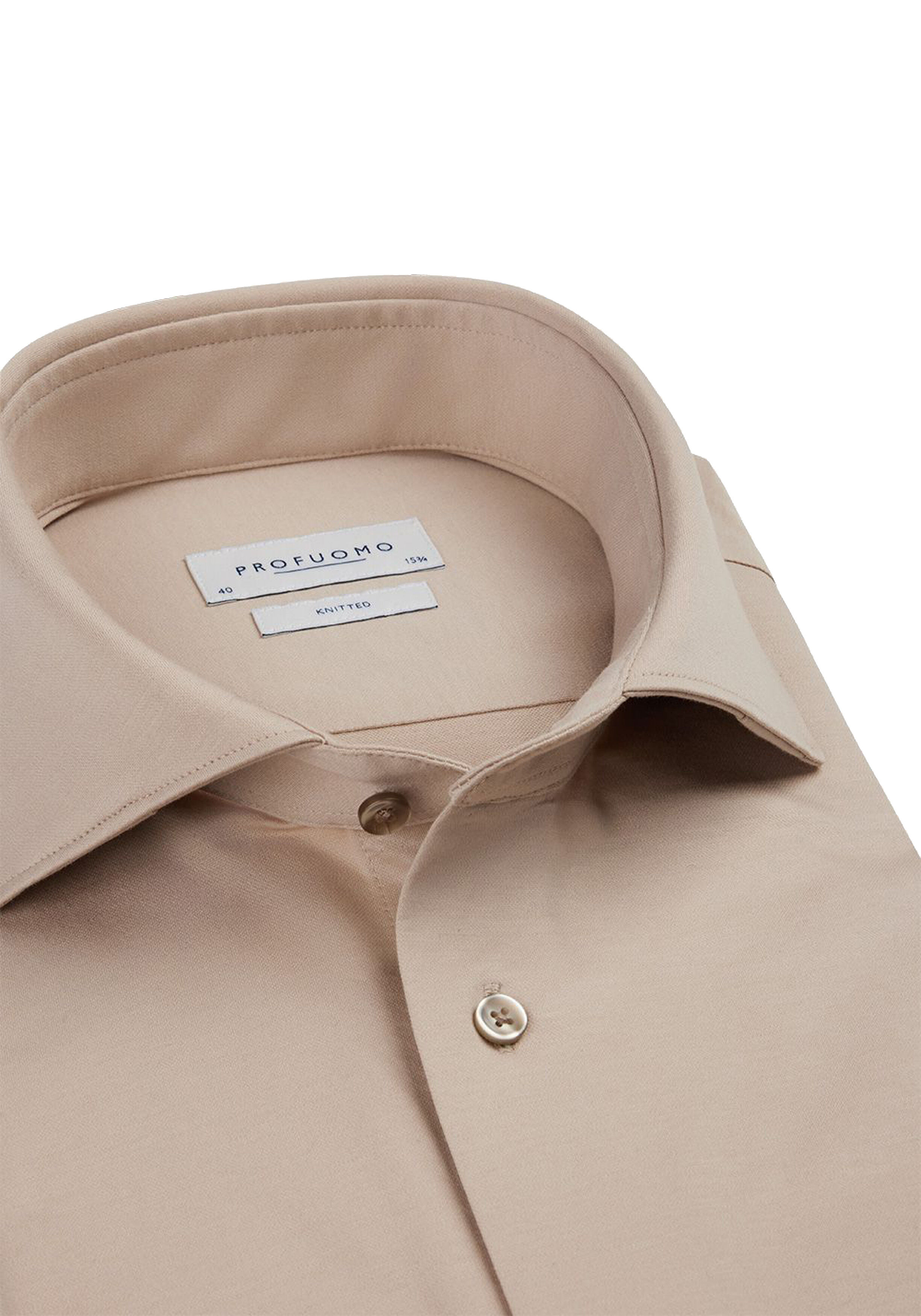 Profuomo slim fit heren overhemd, jersey, beige