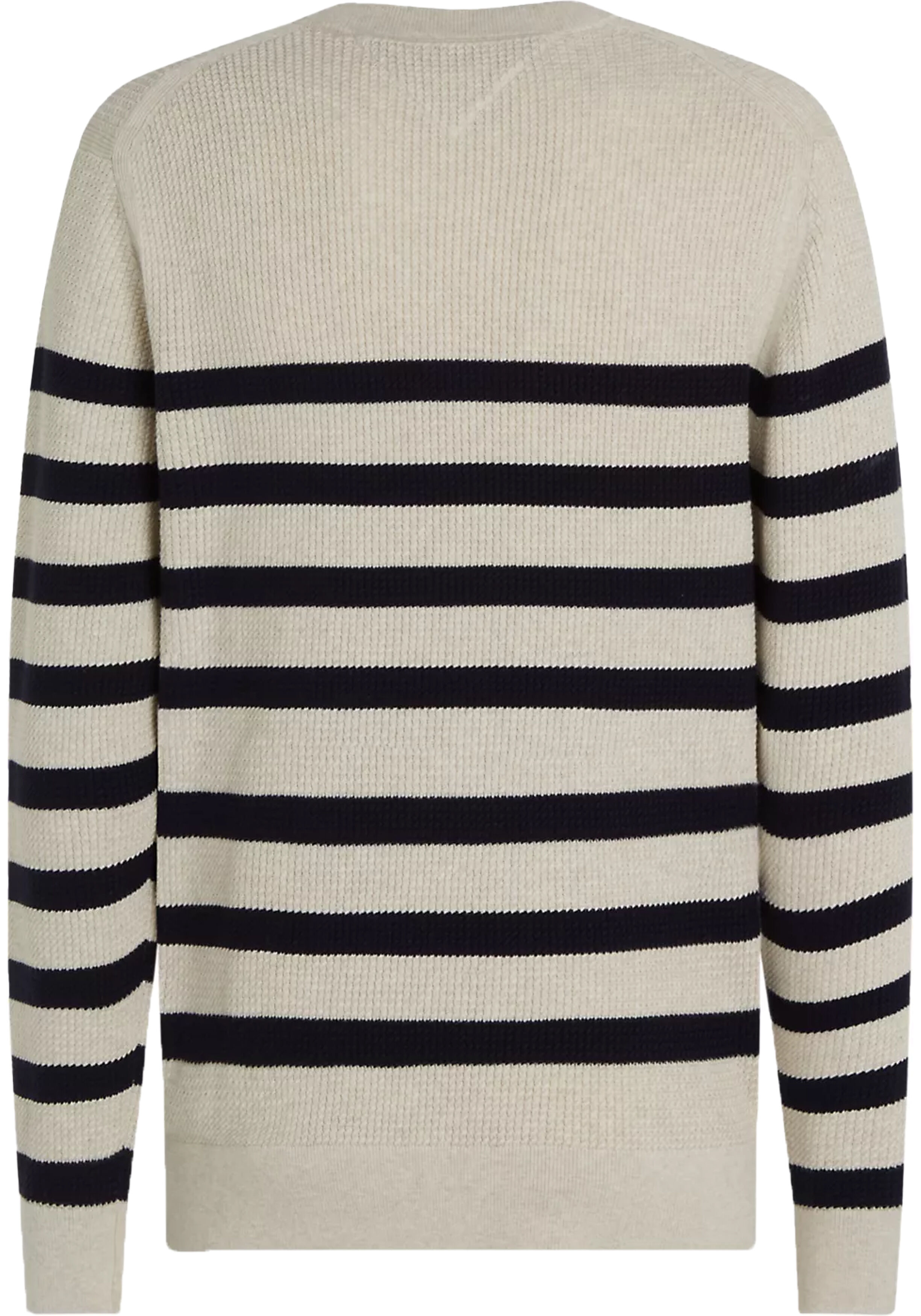 Tommy Hilfiger heren pullover katoen, grijsbeige met blauw gestreept