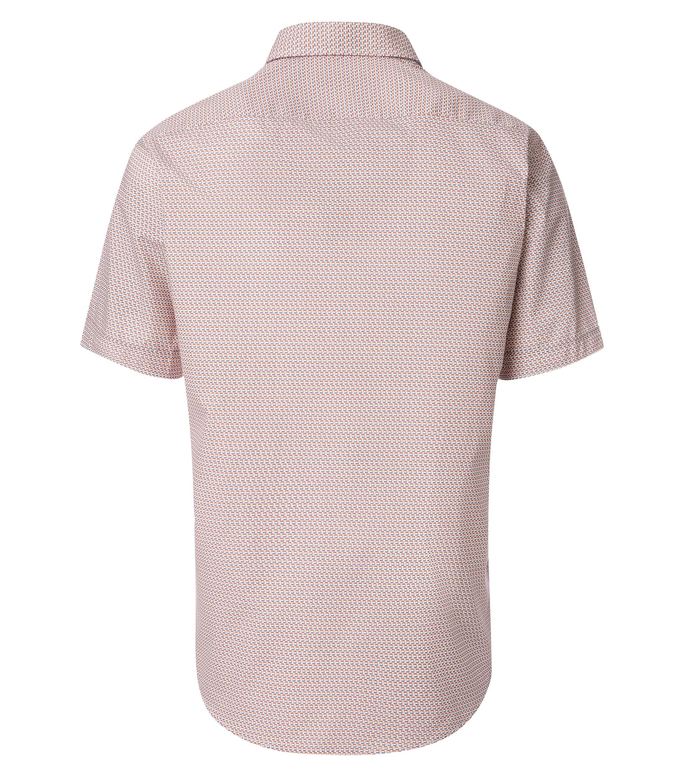 CASA MODA Sport casual fit overhemd, korte mouw, popeline, wit met oranje en blauw dessin