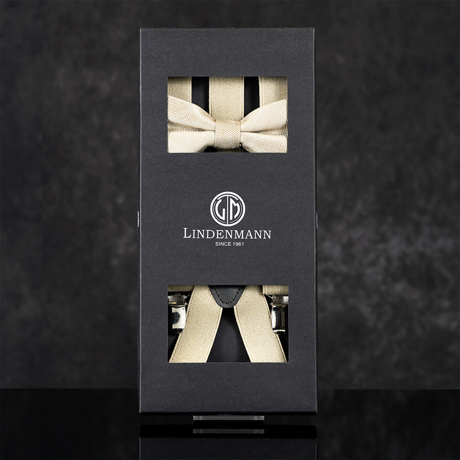 LINDENMANN heren bretels Y-vorm met strikje, beige