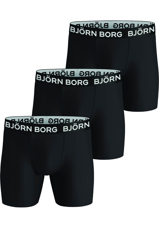 Bjorn Borg Performance boxers, microfiber heren boxers lange pijpen (3-pack), zwart Bjorn Borg Performance boxers, microfiber heren boxers lange pijpen (3-pack), zwart