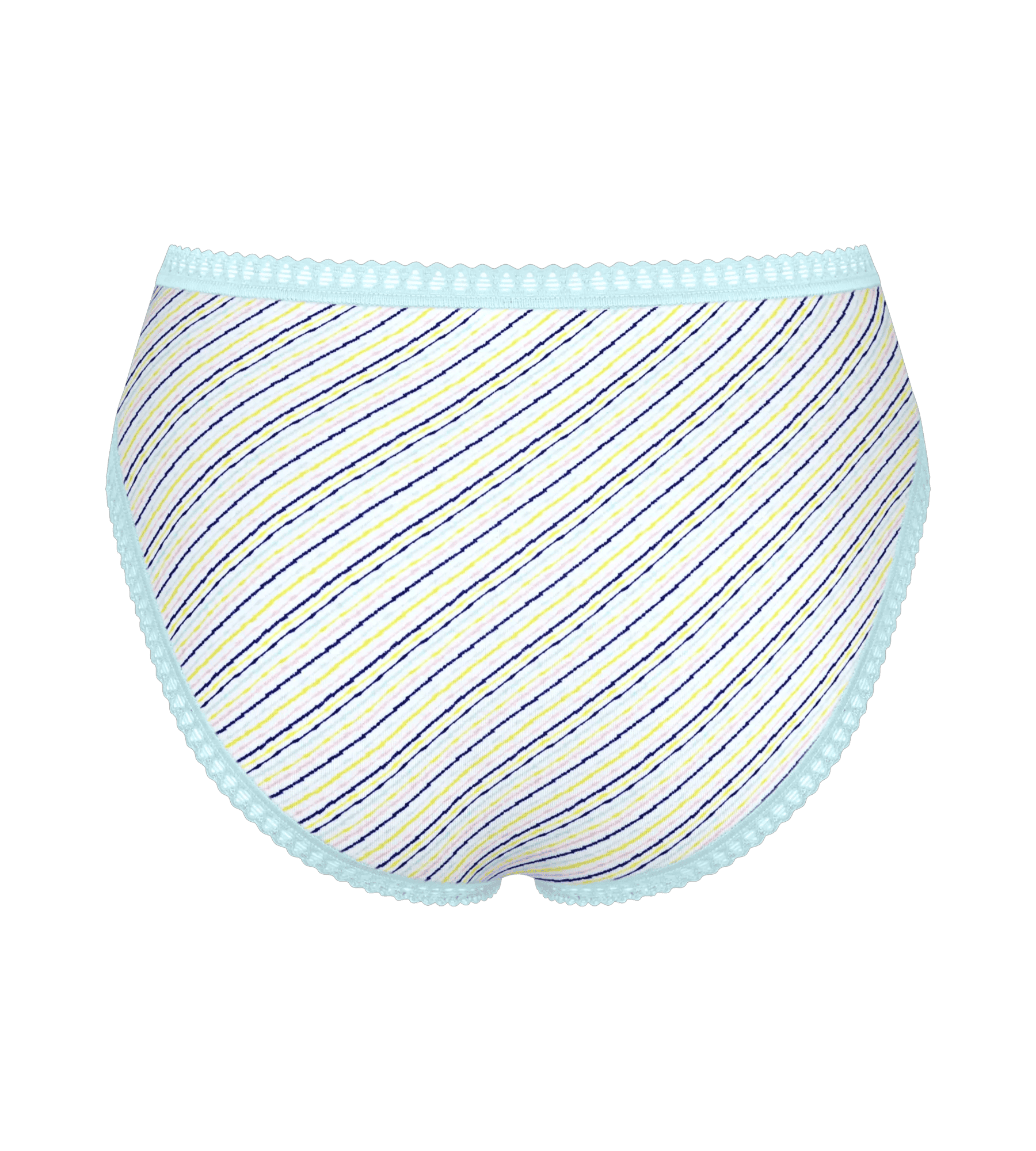 Sloggi Women GO Crush High leg (3-pack), dames slip, lichtblauw, kobaltblauw en blauw, wit en geel gestreept
