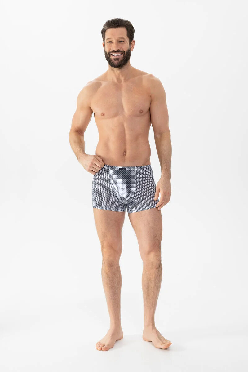 Mey heren shorty Blue Geo, boxers kort, donkerblauw