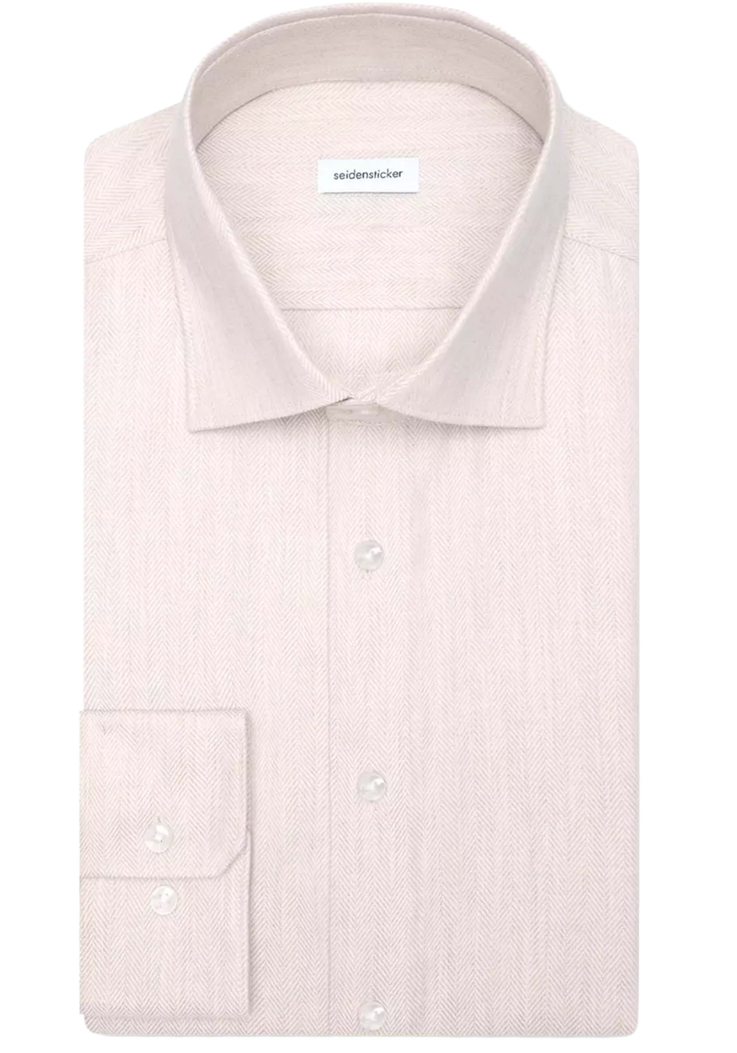 Seidensticker slim fit overhemd, herringbone, beige