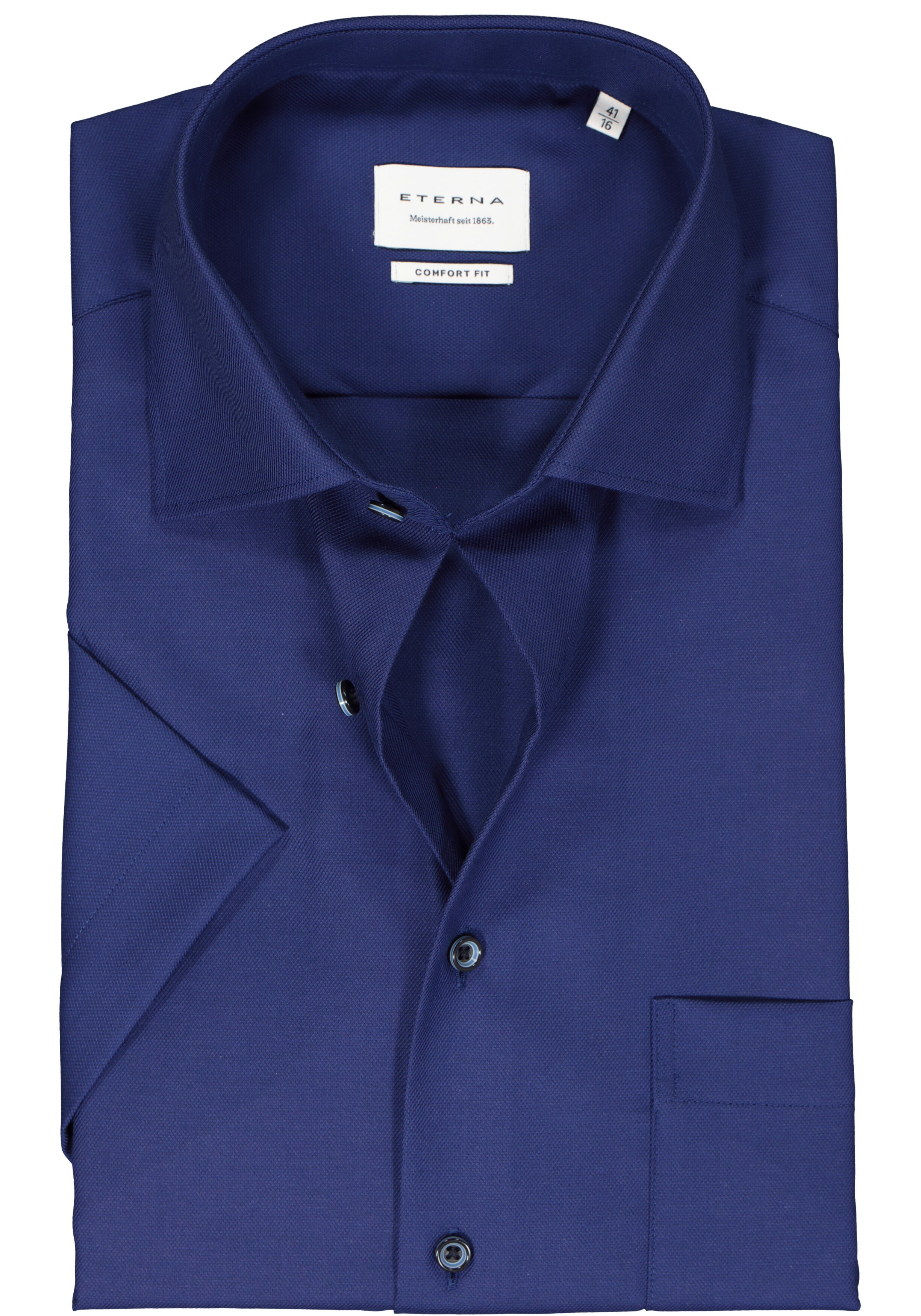 ETERNA comfort fit overhemd korte mouw, twill, donkerblauw