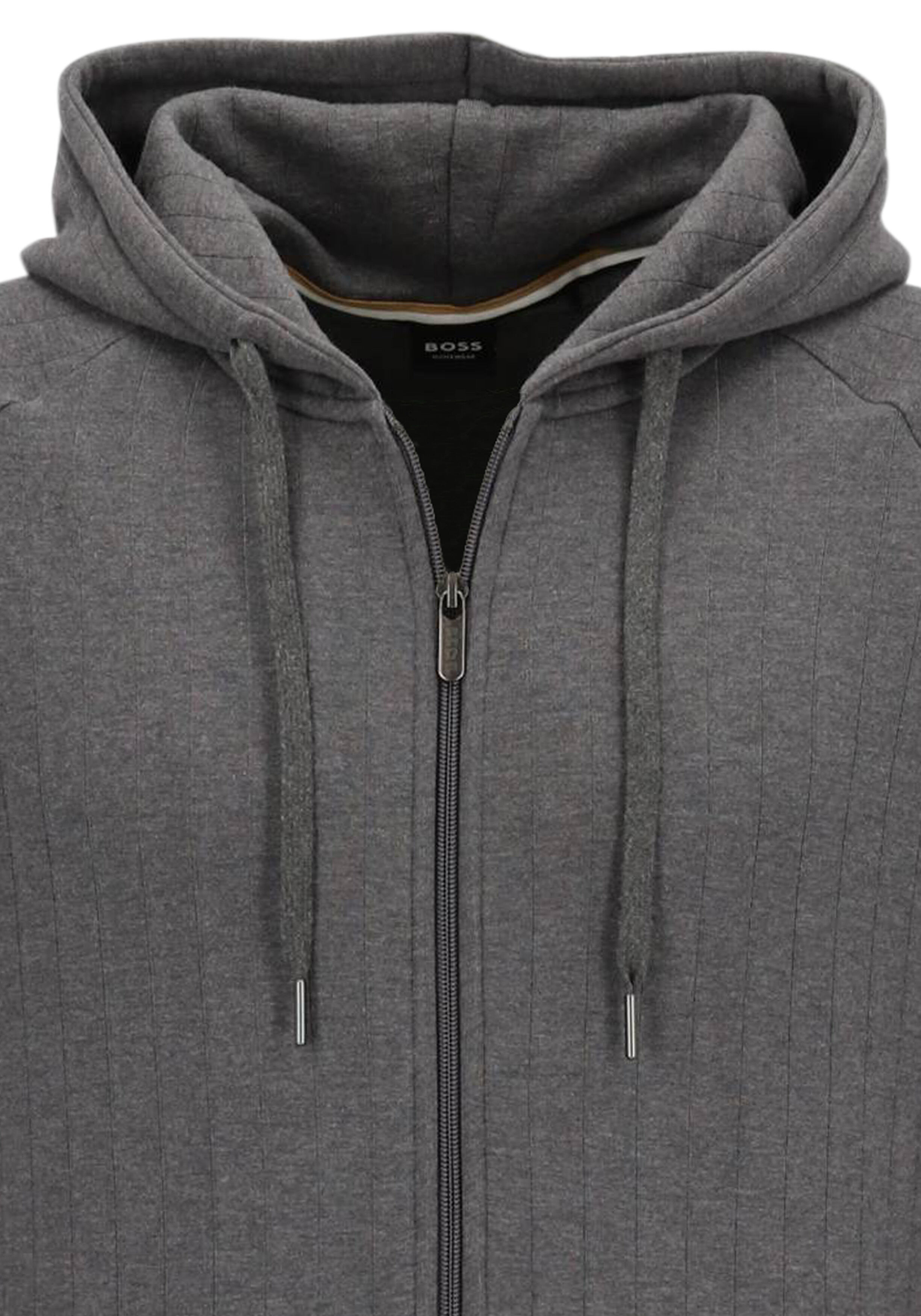 BOSS Heritage Jacket, heren lounge vest met capuchon, middengrijs