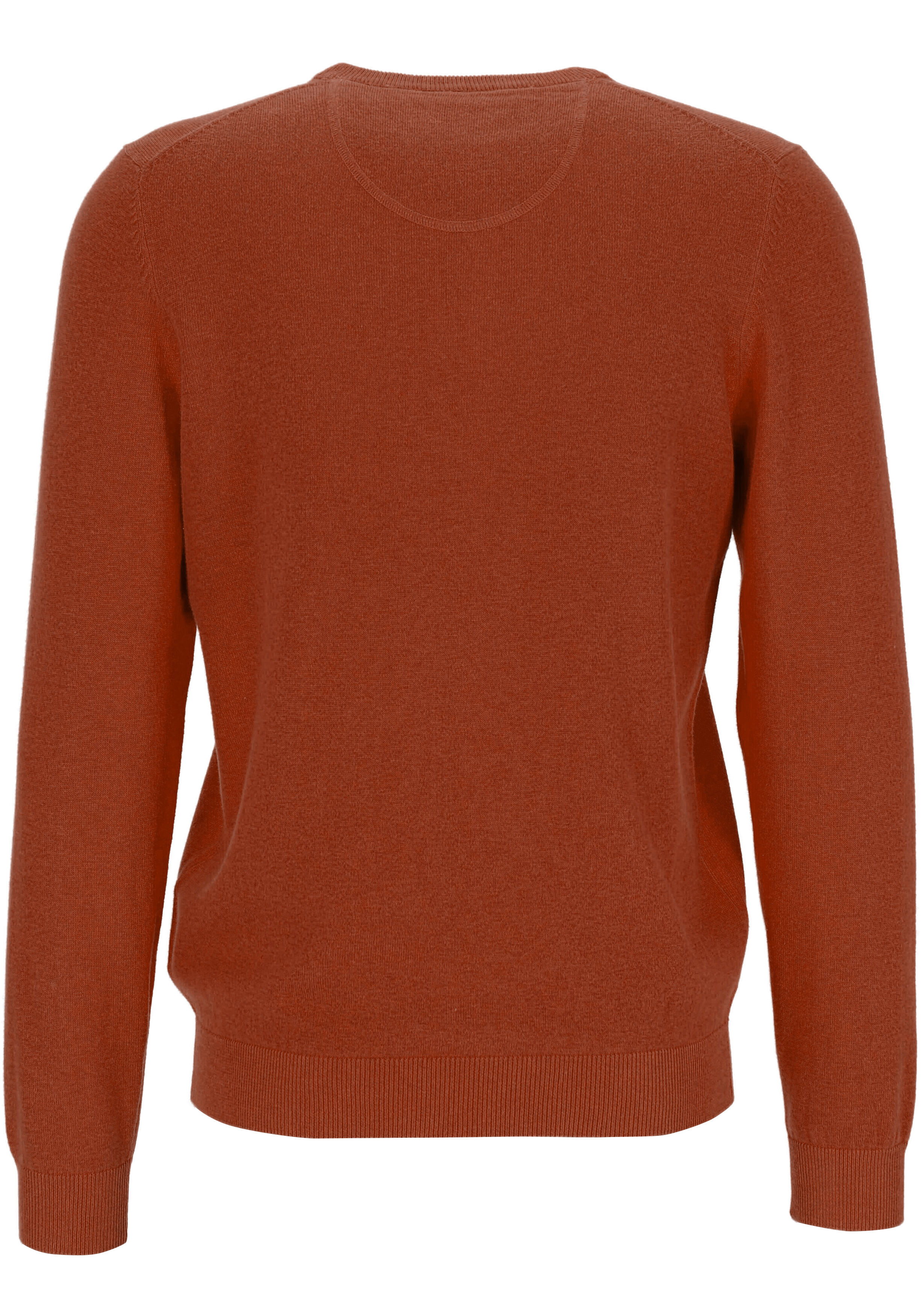 MARVELIS modern fit trui katoen, V-hals, roestbruin