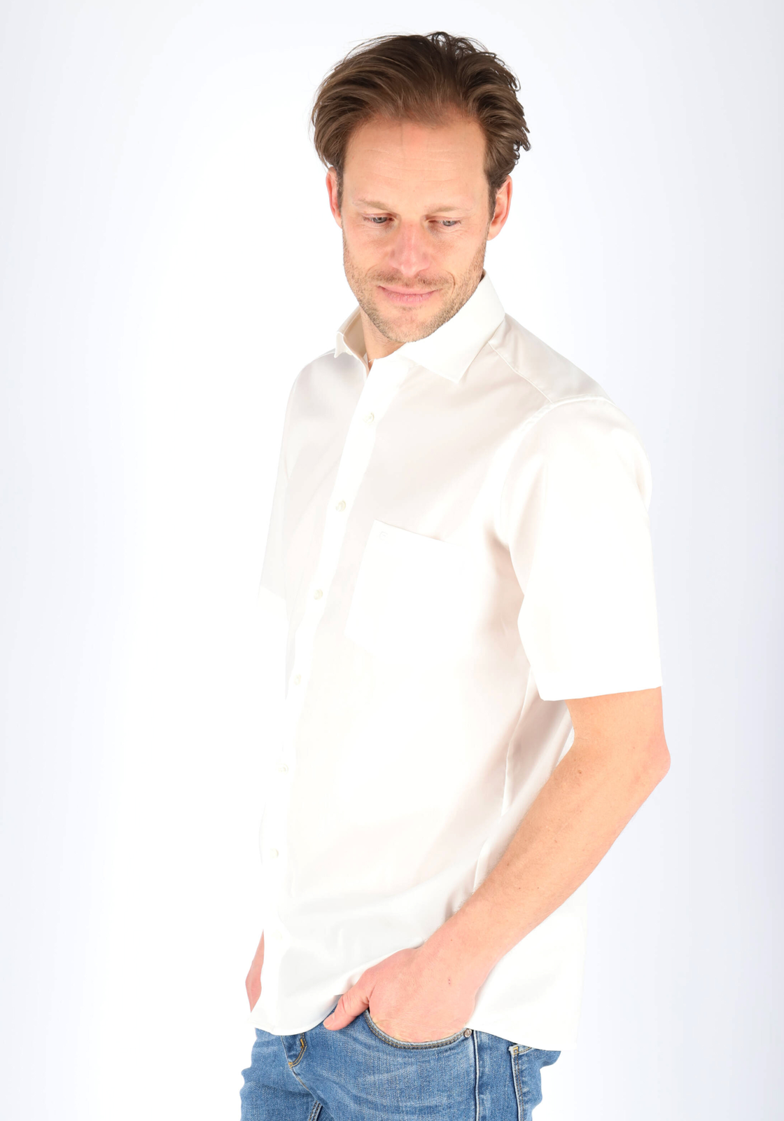 8-4060031448758-modellenfotos-casamoda-tm_feb_2028_HR CASA MODA modern fit overhemd, korte mouw, beige / off-white