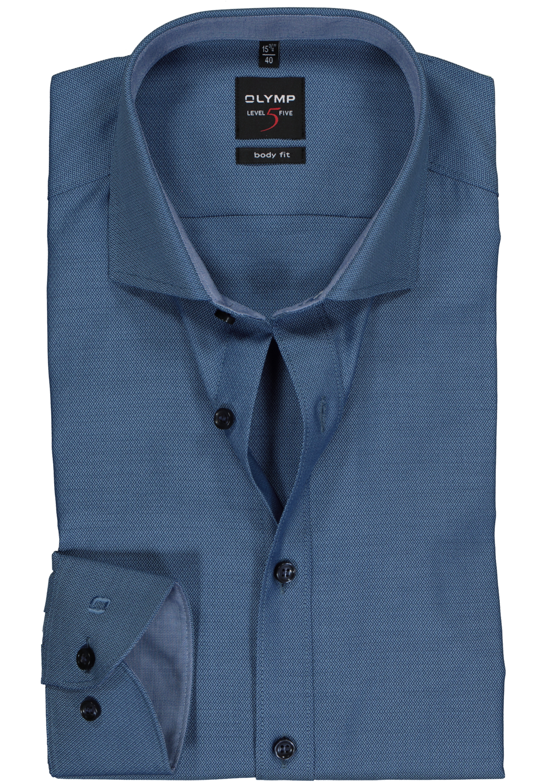 1-4060553543078_olymp-overhemd_HR OLYMP Level 5 body fit overhemd, blauw structuur (contrast)