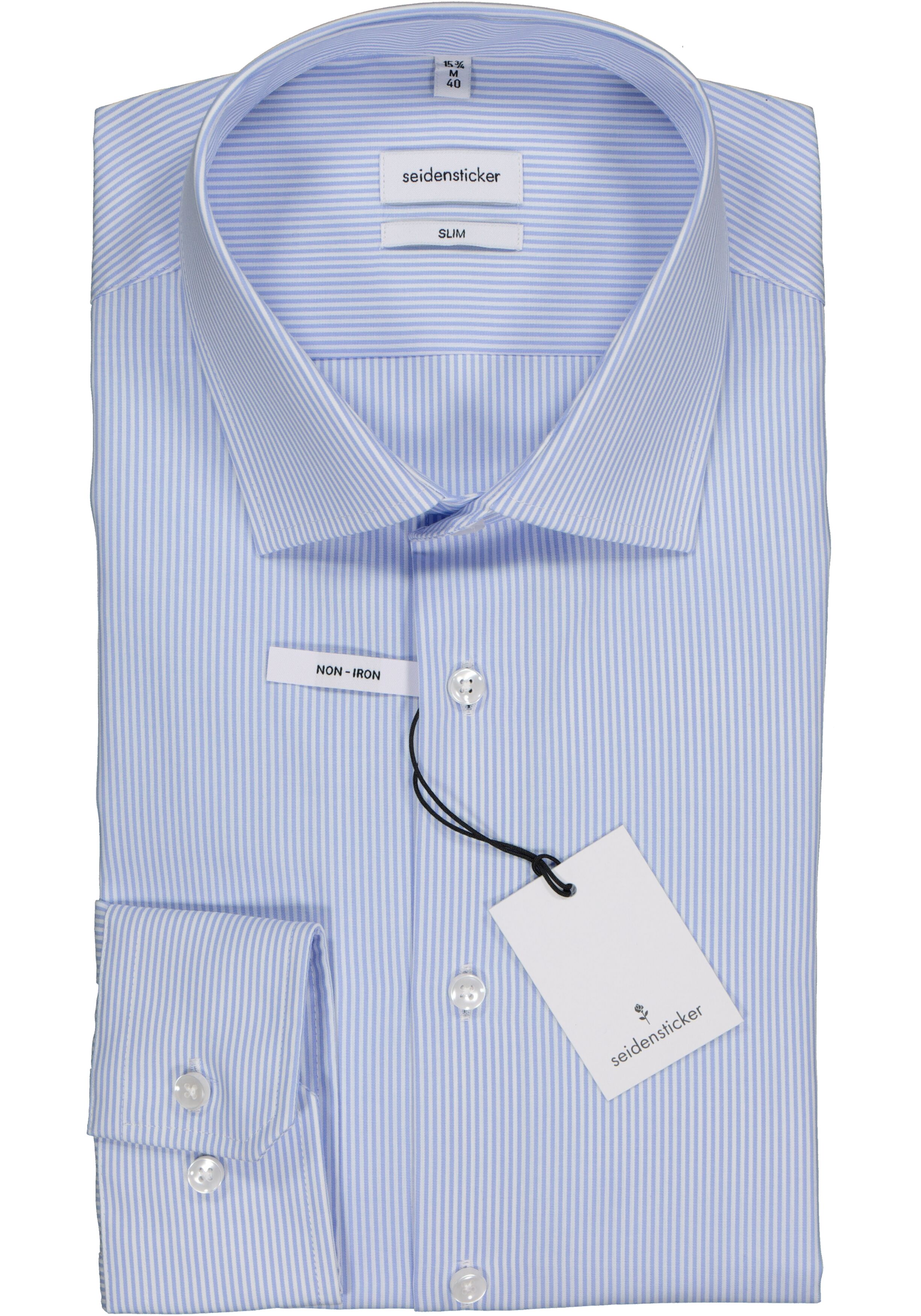 Seidensticker slim fit overhemd, lichtblauw gestreept 