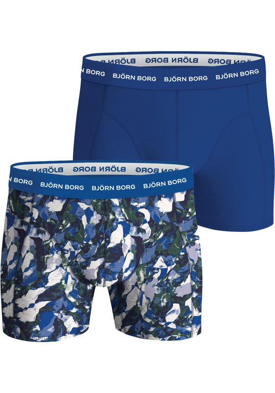 Bjorn Borg Cotton Stretch boxers, heren boxers normale lengte (2-pack), blauw, print Bjorn Borg Cotton Stretch boxers, heren boxers normale lengte (2-pack), blauw, print