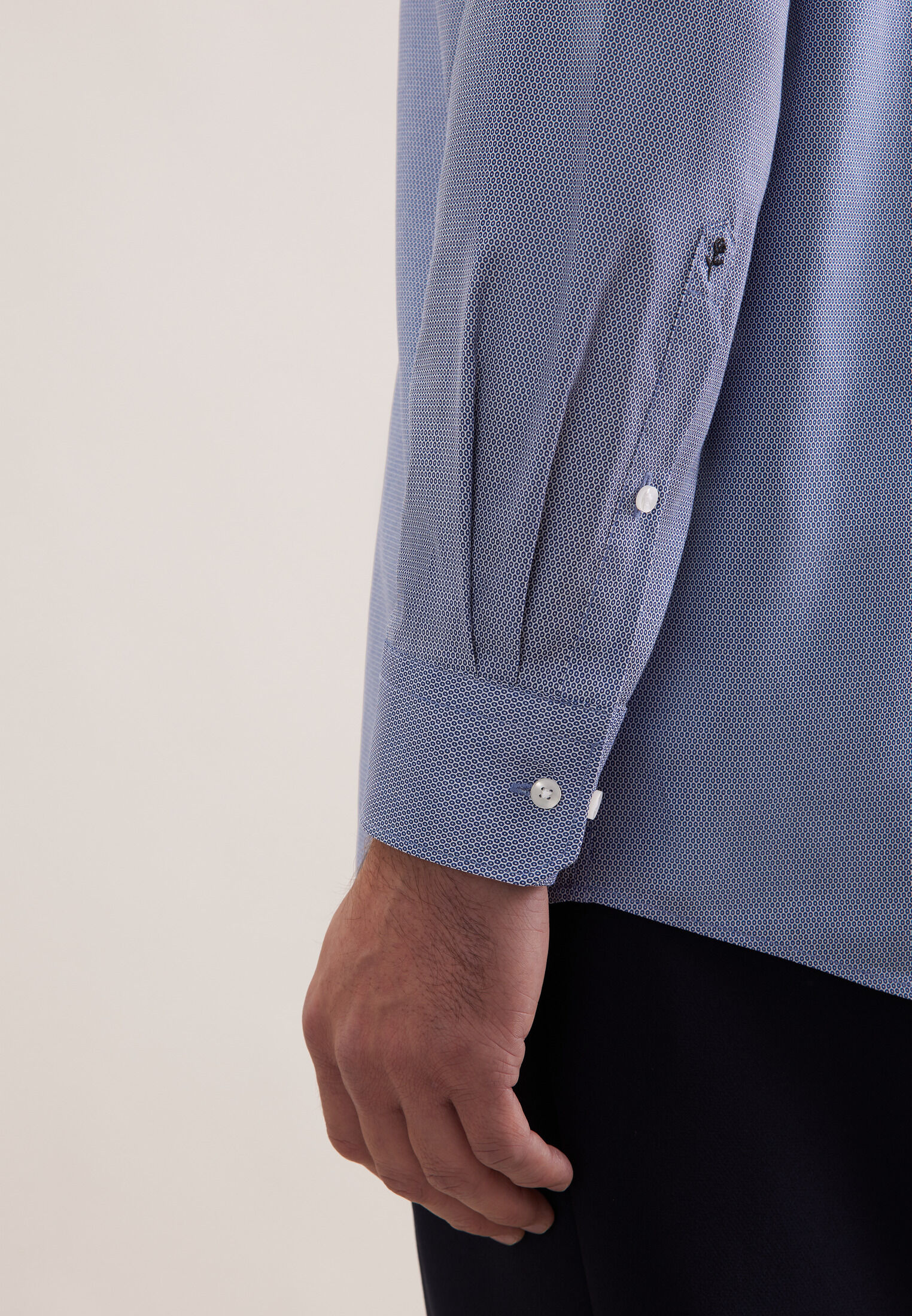 Seidensticker comfort fit overhemd, popeline, blauw dessin