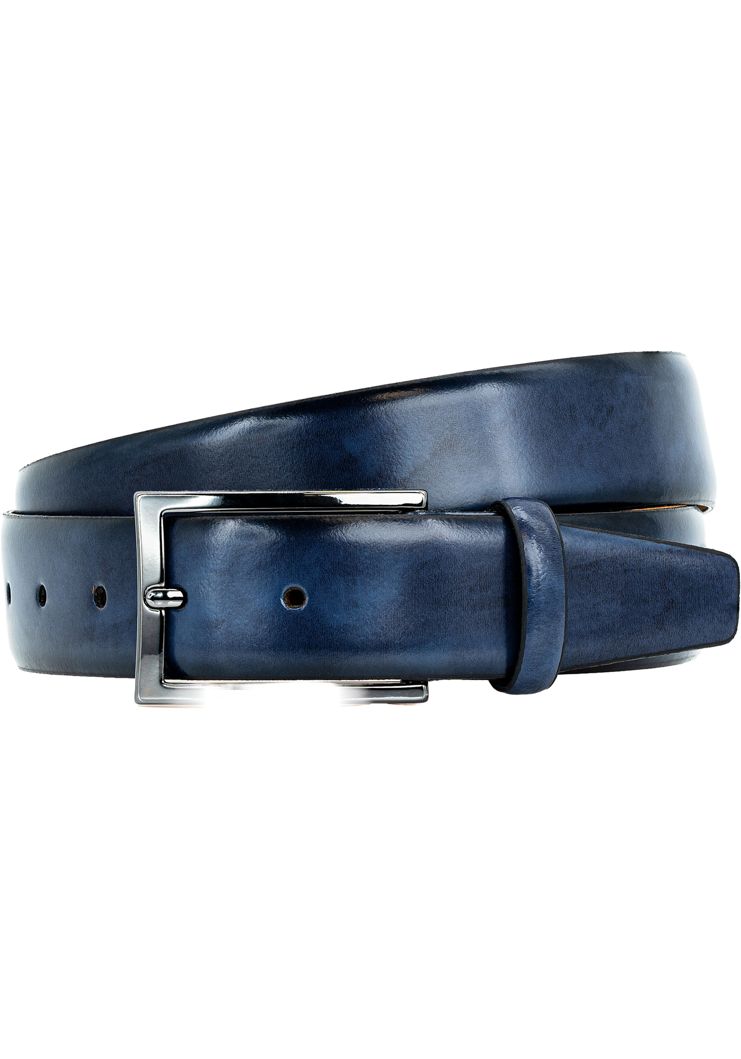 LINDENMANN leren heren riem, blauw
