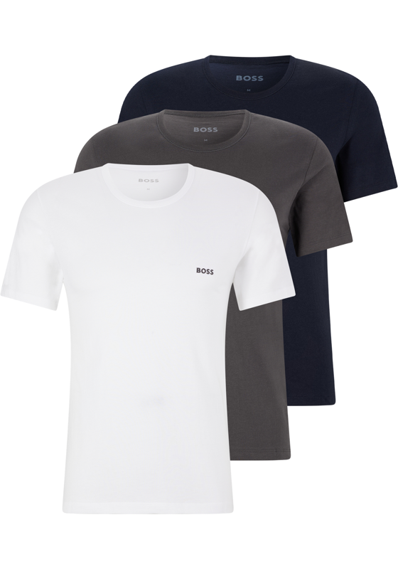 HUGO BOSS Classic T-shirts regular fit (3-pack), heren T-shirts O-hals, grijs, wit, navy HUGO BOSS Classic T-shirts regular fit (3-pack), heren T-shirts O-hals, grijs, wit, navy