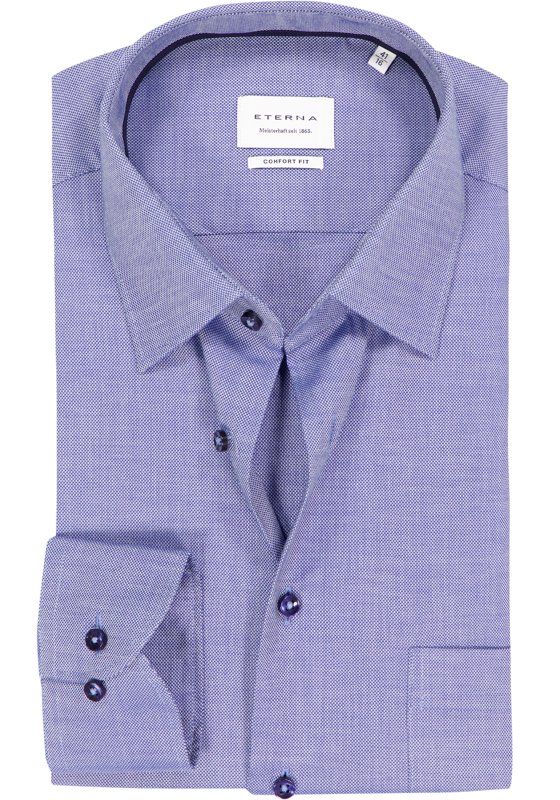ETERNA comfort fit overhemd, natte, donkerblauw met wit ETERNA comfort fit overhemd, natte, donkerblauw met wit