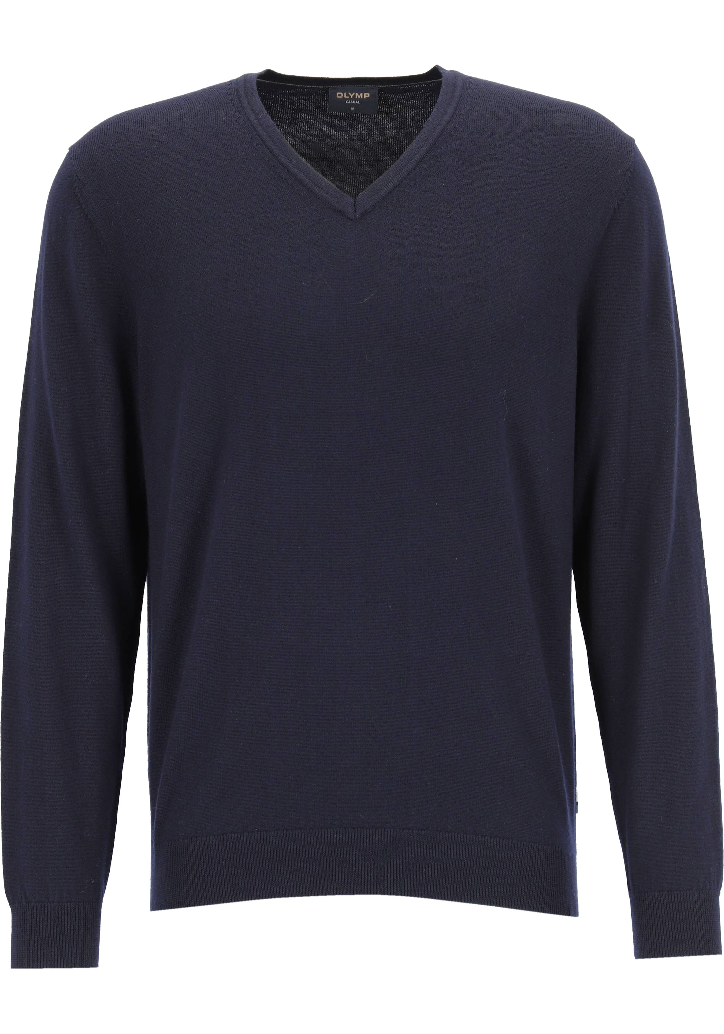 OLYMP modern fit trui wol, V-hals, marine blauw