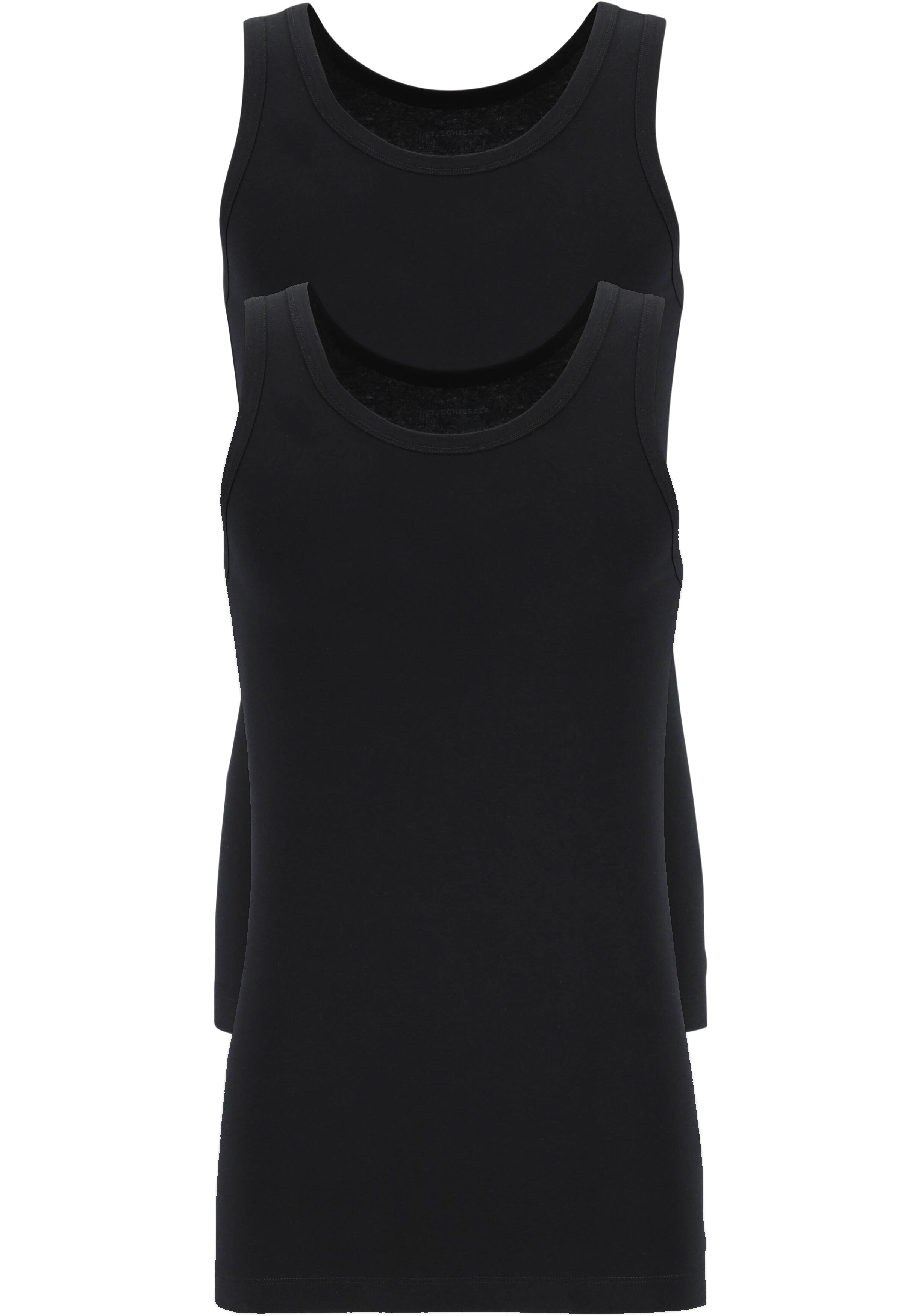 SCHIESSER 95/5 singlets (2-pack), O-hals, zwart