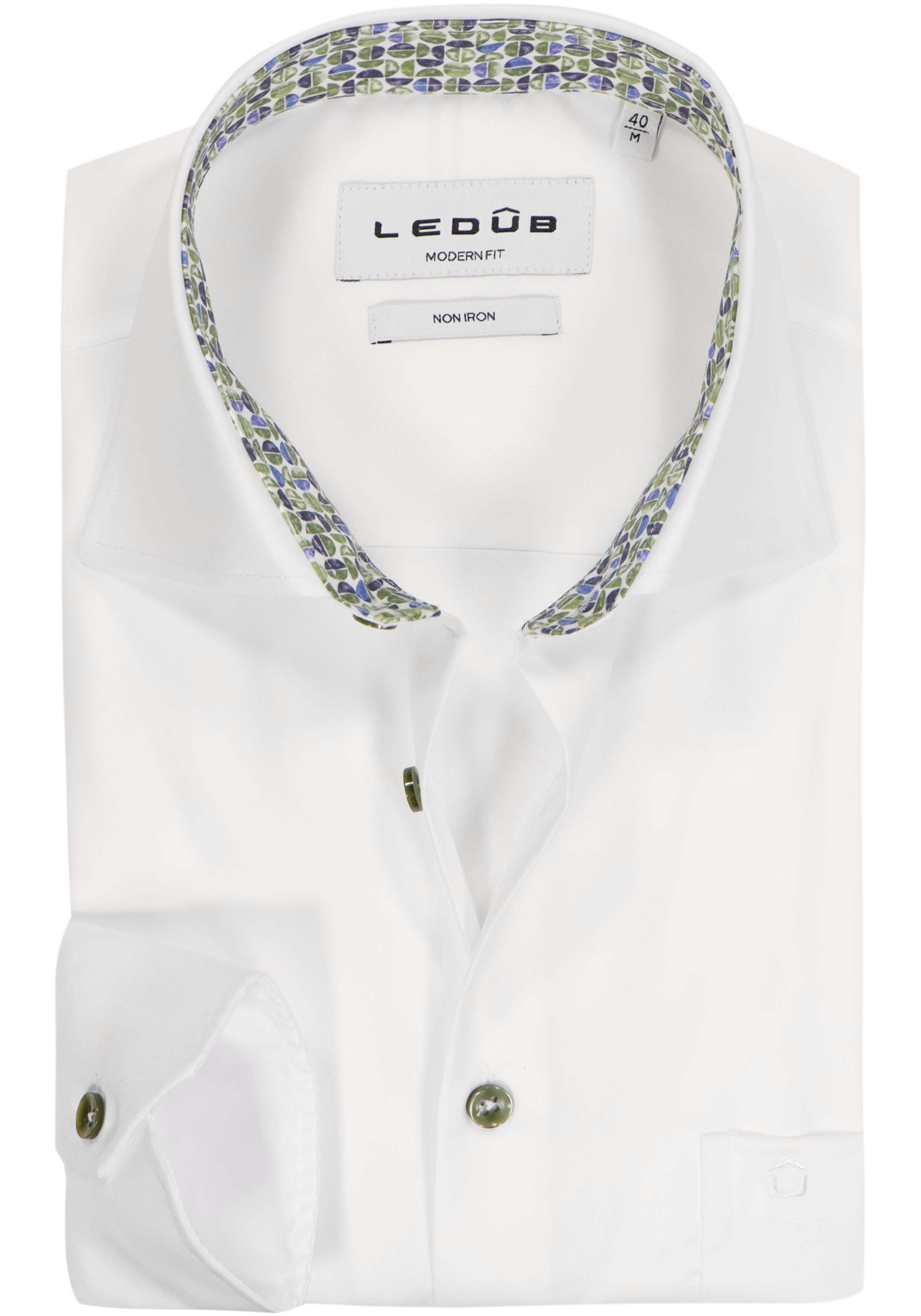 Ledub modern fit overhemd, popeline, wit