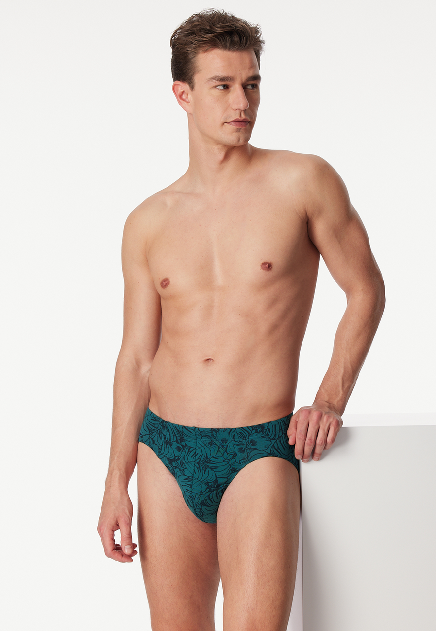 SCHIESSER 95/5 slip (1-pack), heren supermini organic cotton gedessineerd denim blauw/donkerblauw