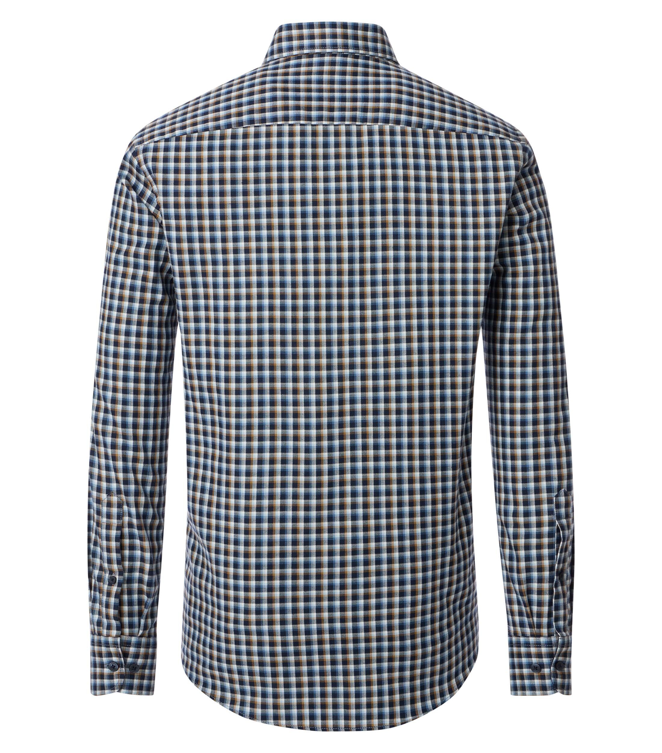 CASA MODA Sport casual fit overhemd, flanel, donkerblauw, wit, lichtblauw, oker geruit