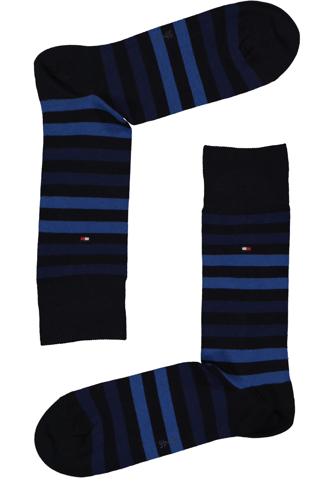 3-8718824413310_sok_HR Tommy Hilfiger Duo Stripe Socks (2-pack), herensokken katoen, gestreept en uni, blauw