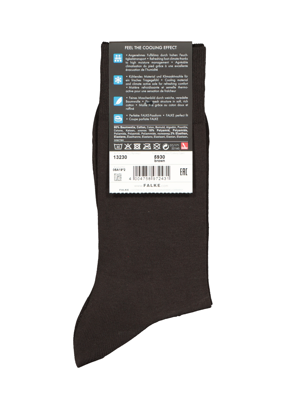 4-4004758972431_falke_cool_1p_HR FALKE Cool 24/7 herensokken, donker bruin (brown)
