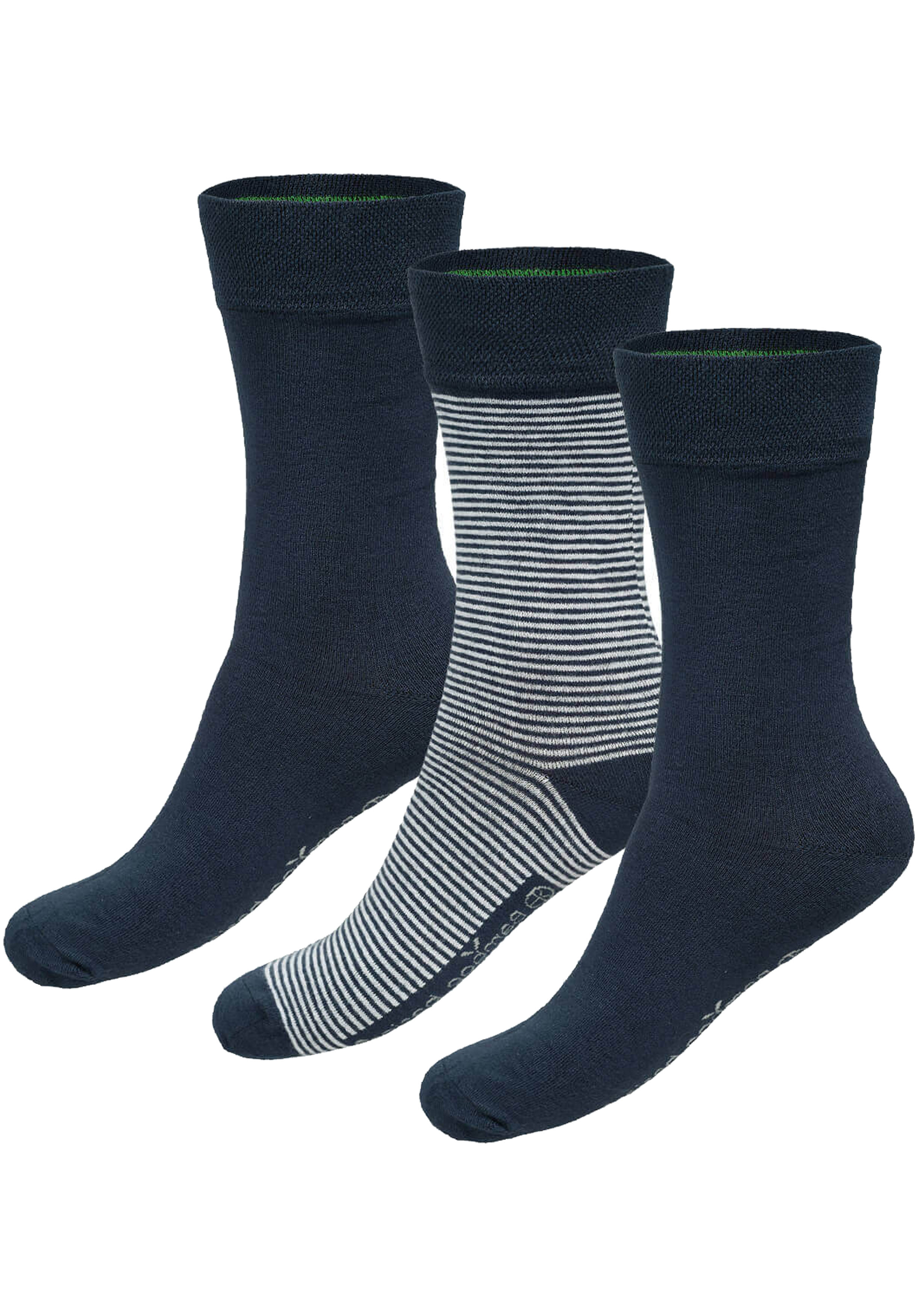 Bamboo Basics Beau socks (3-pack), unisex sokken, donkerblauw, gestreept, donkerblauw