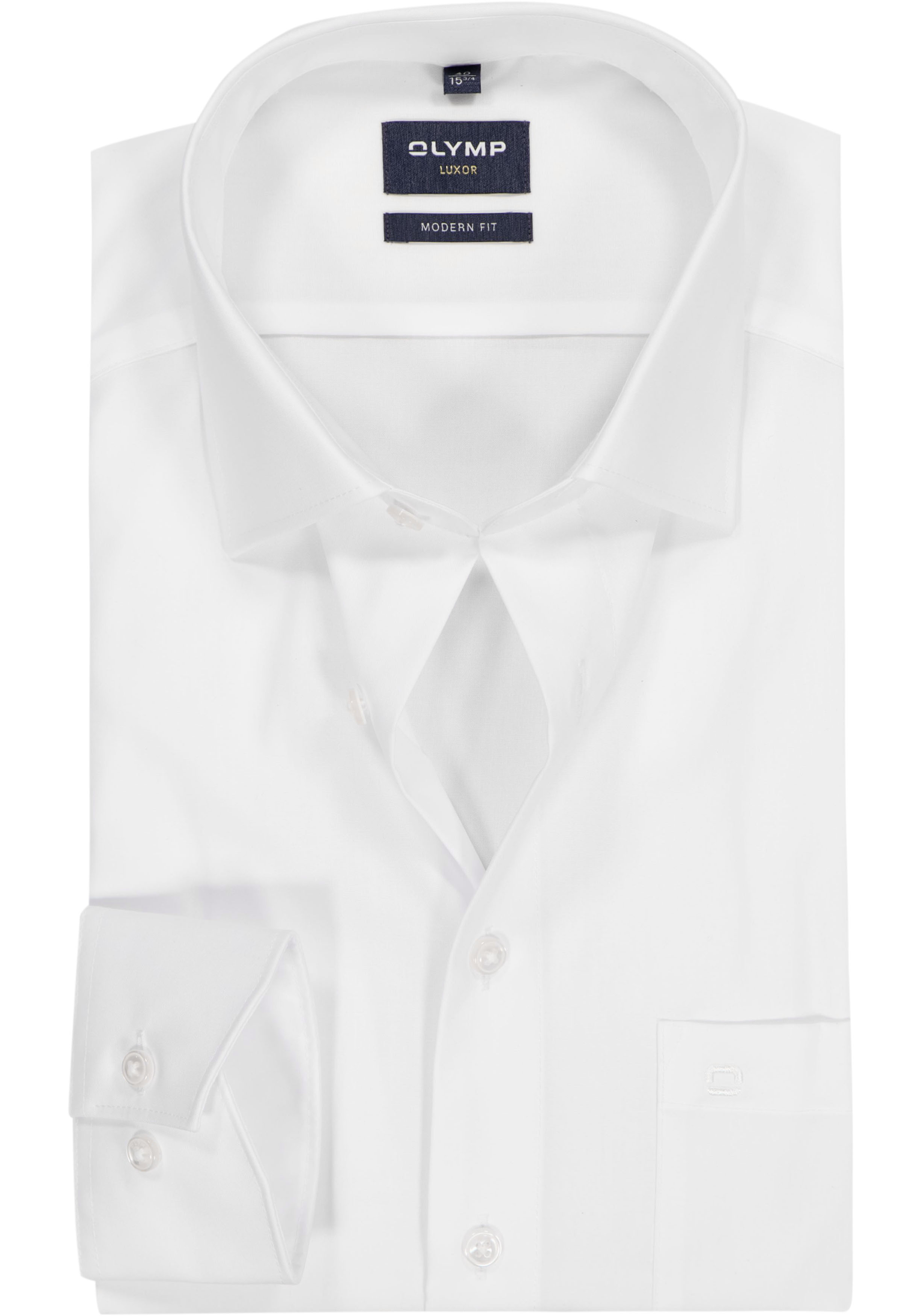OLYMP Luxor modern fit overhemd, mouwlengte 7, wit