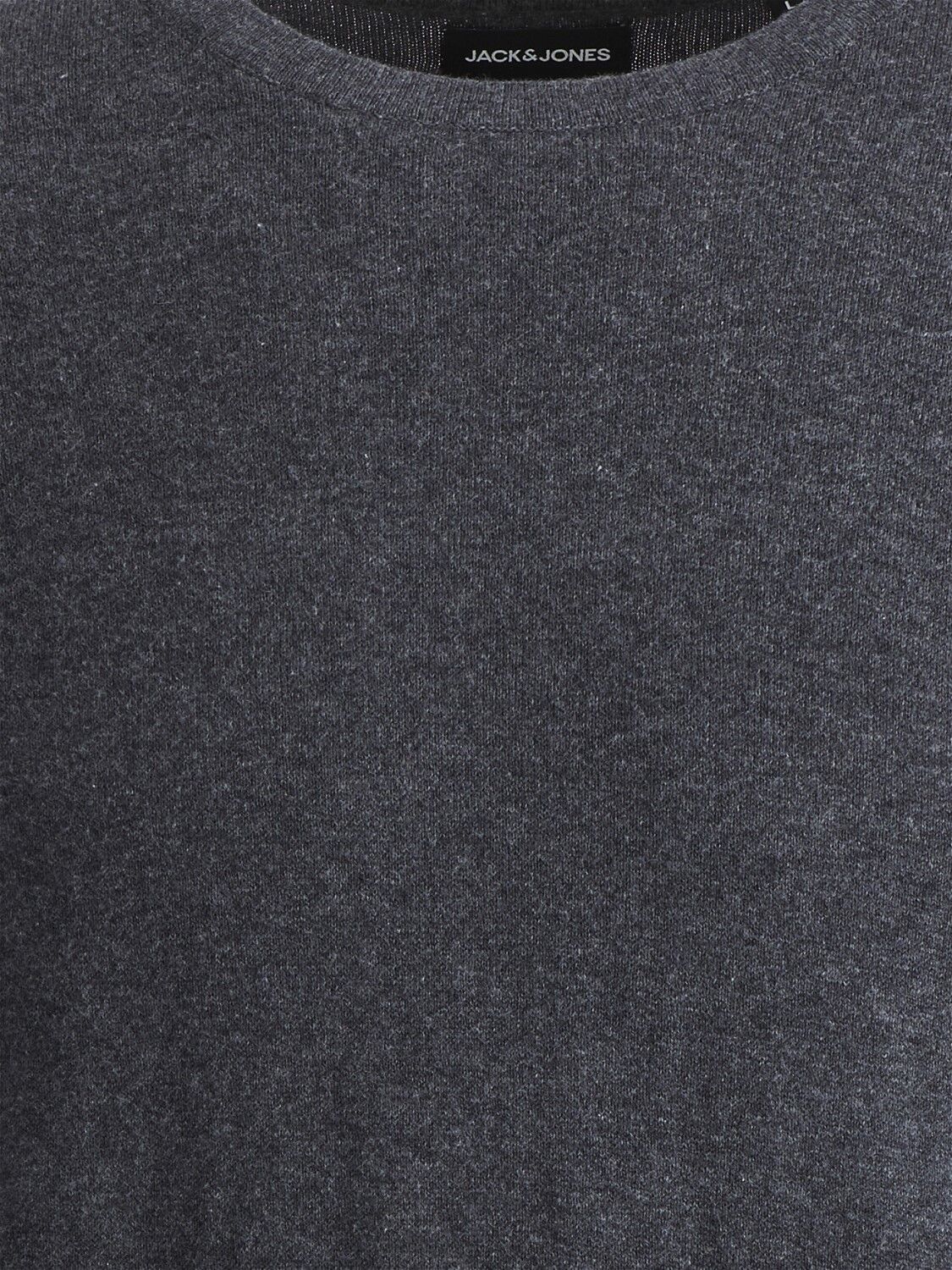 JACK & JONES Emil knit crew neck slim fit, heren pullover viscosemengsel met O-hals, donkergrijs melange