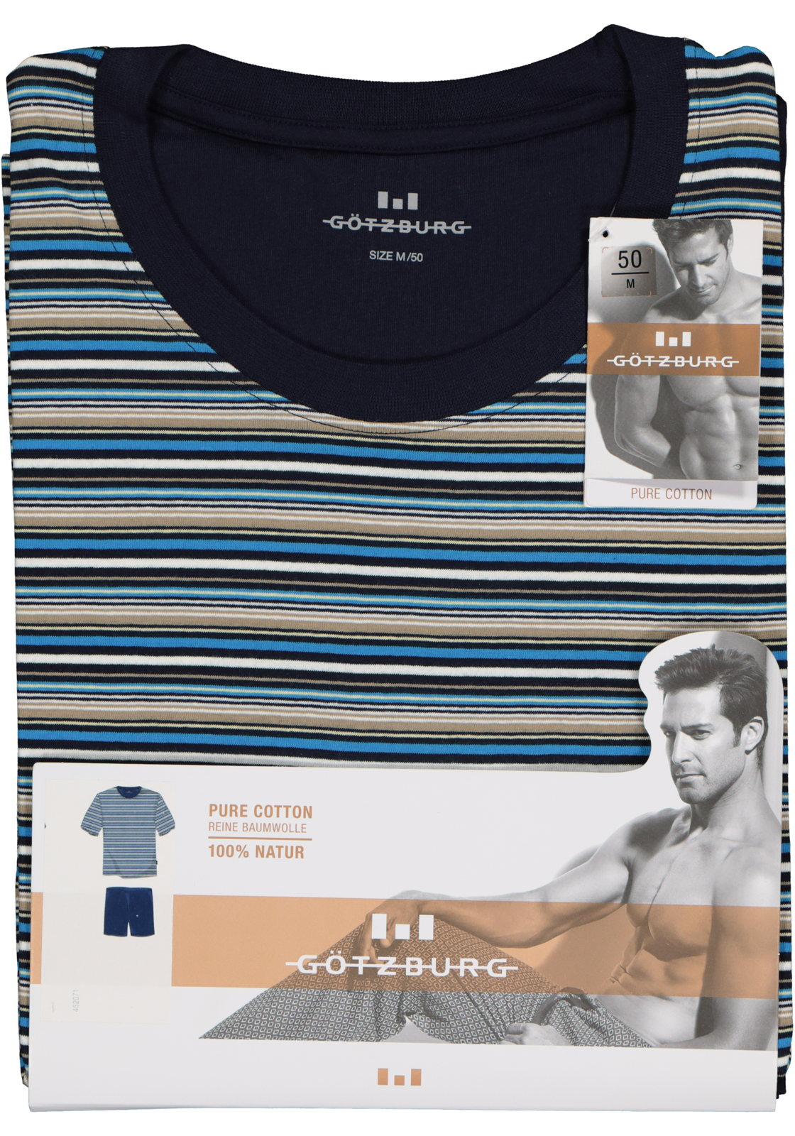 5-4060084149695_gotzburg_pyjama_HR Gotzburg heren shortama, blauw gestreept