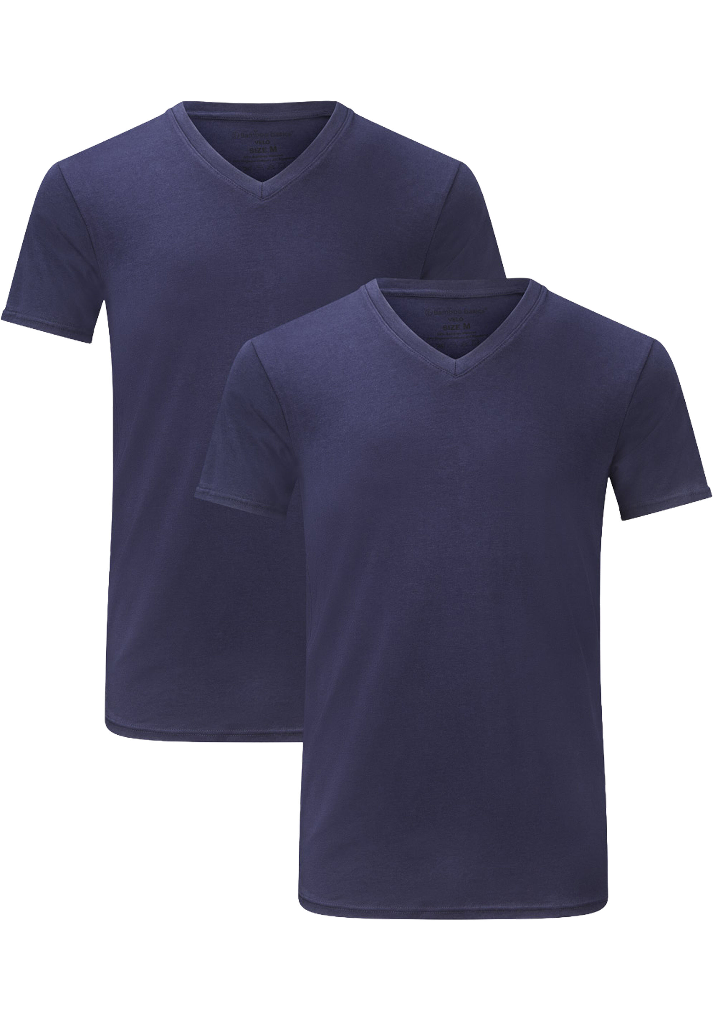 Bamboo Basics Velo V-neck T-shirt (2-pack), heren T-shirt V-hals, donkerblauw