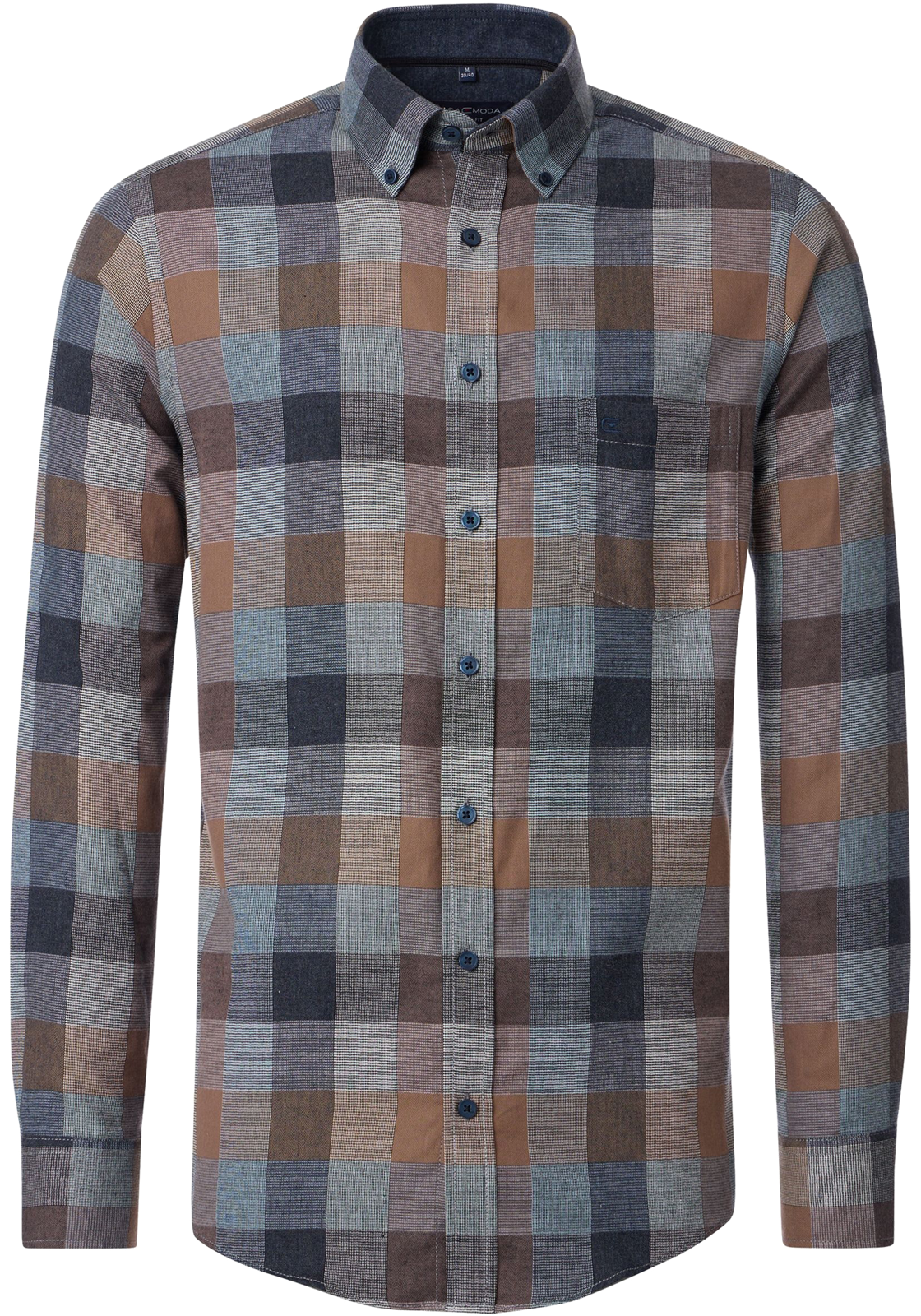 CASA MODA Sport casual fit overhemd, flanel, blauw, bruin, beige geruit CASA MODA Sport casual fit overhemd, flanel, blauw, bruin, beige geruit